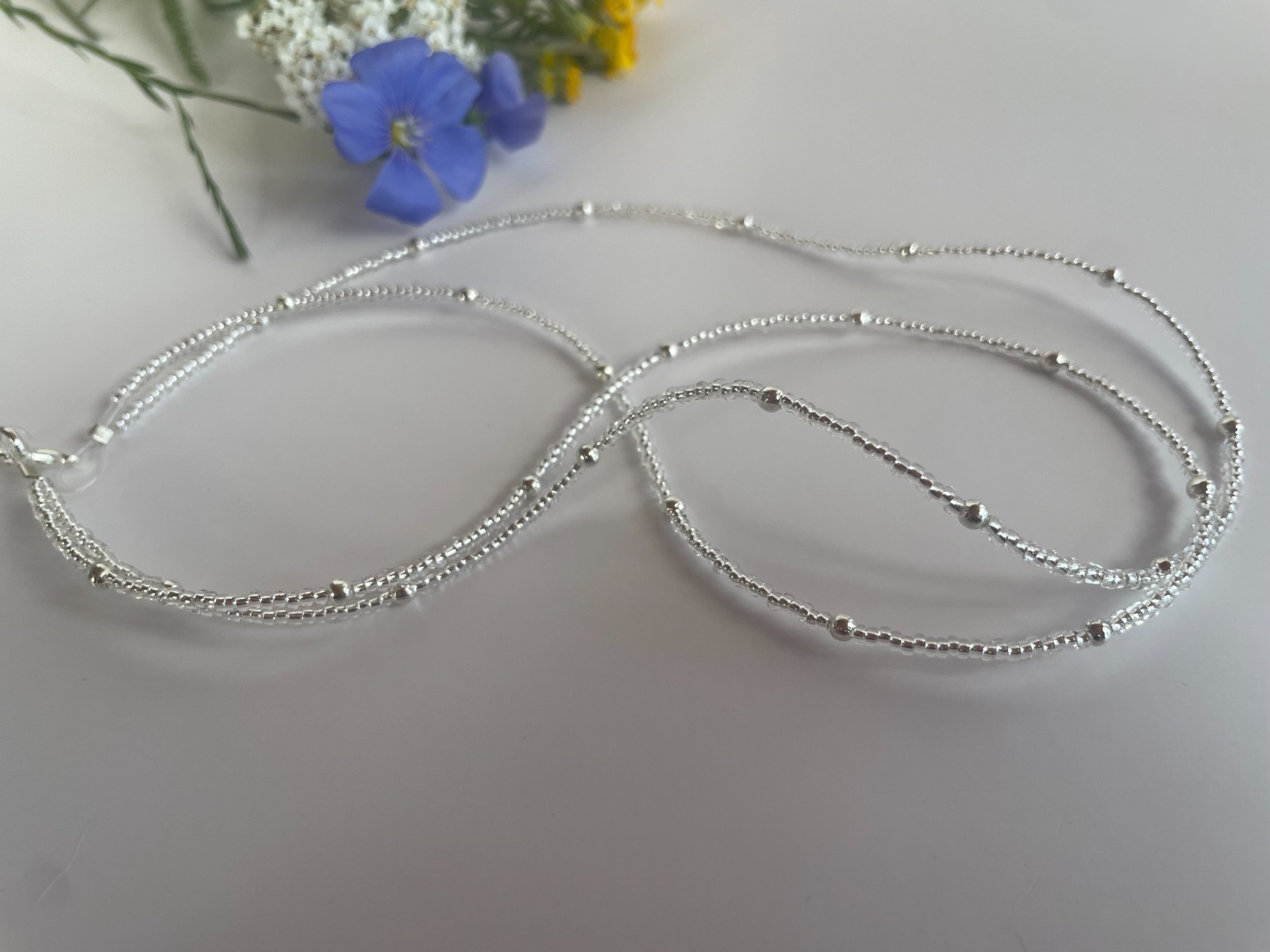 Double-Strand Unique Handmade Silver Beaded Necklace for Casual and Dressy Use