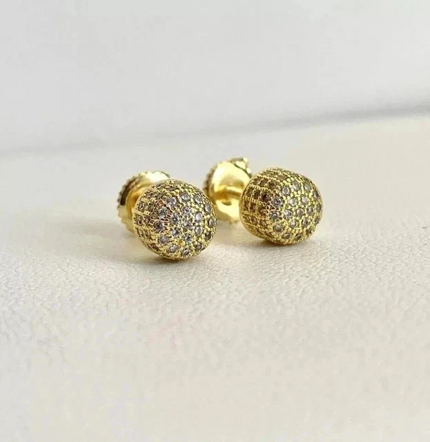 Engagement Men’s Stud Earrings Round Cut Simulated Diamond 925 Starling Silver