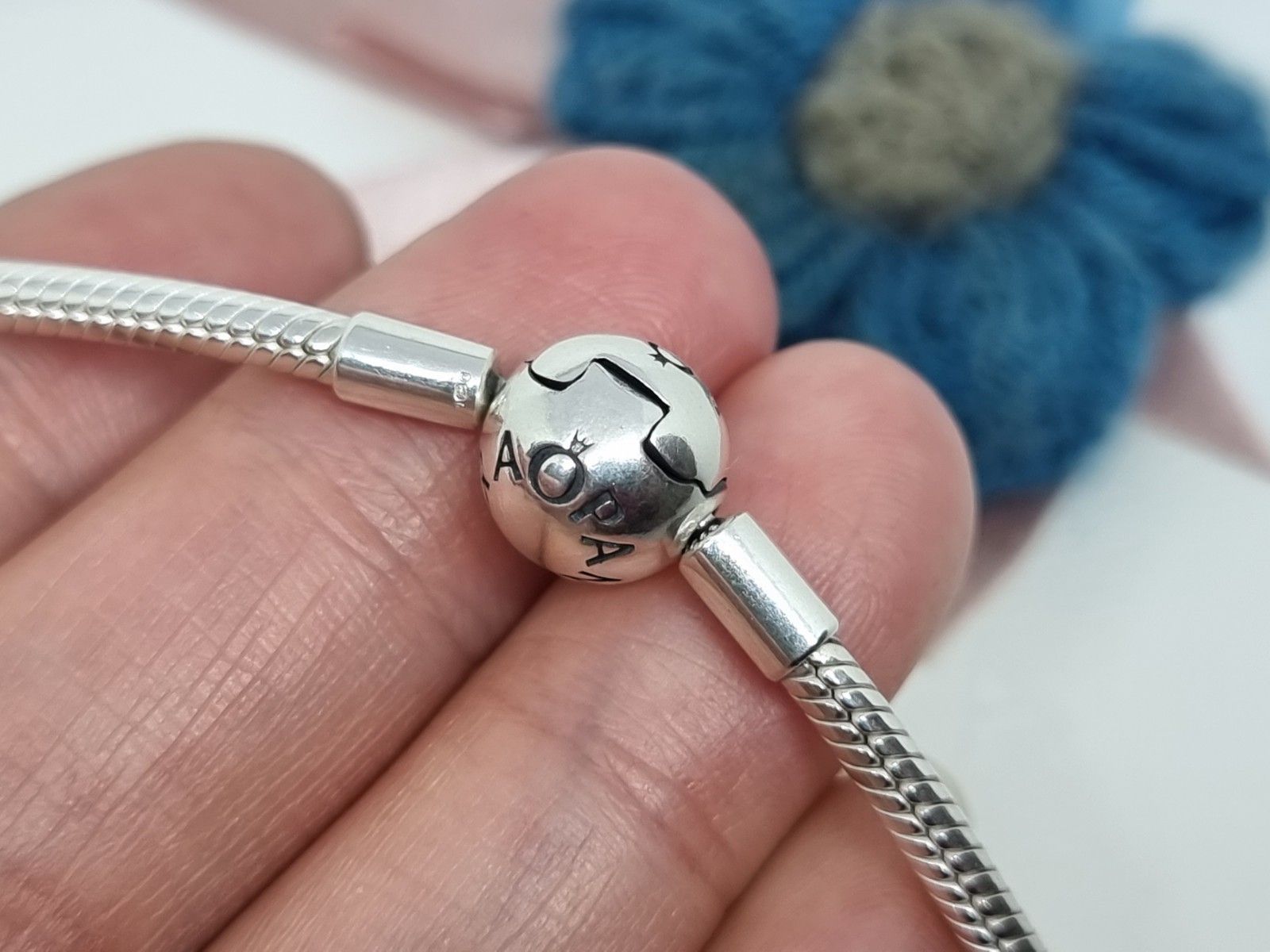 NEW Genuine Pandora Moments Logo Ball Clasp Snake Chain Necklace BOXED 💕 40cm