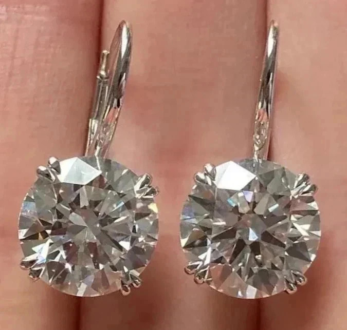 4CT IGI Round F-VS1 Lab Grown Diamond Women Wedding Stud Earrings 14K White Gold