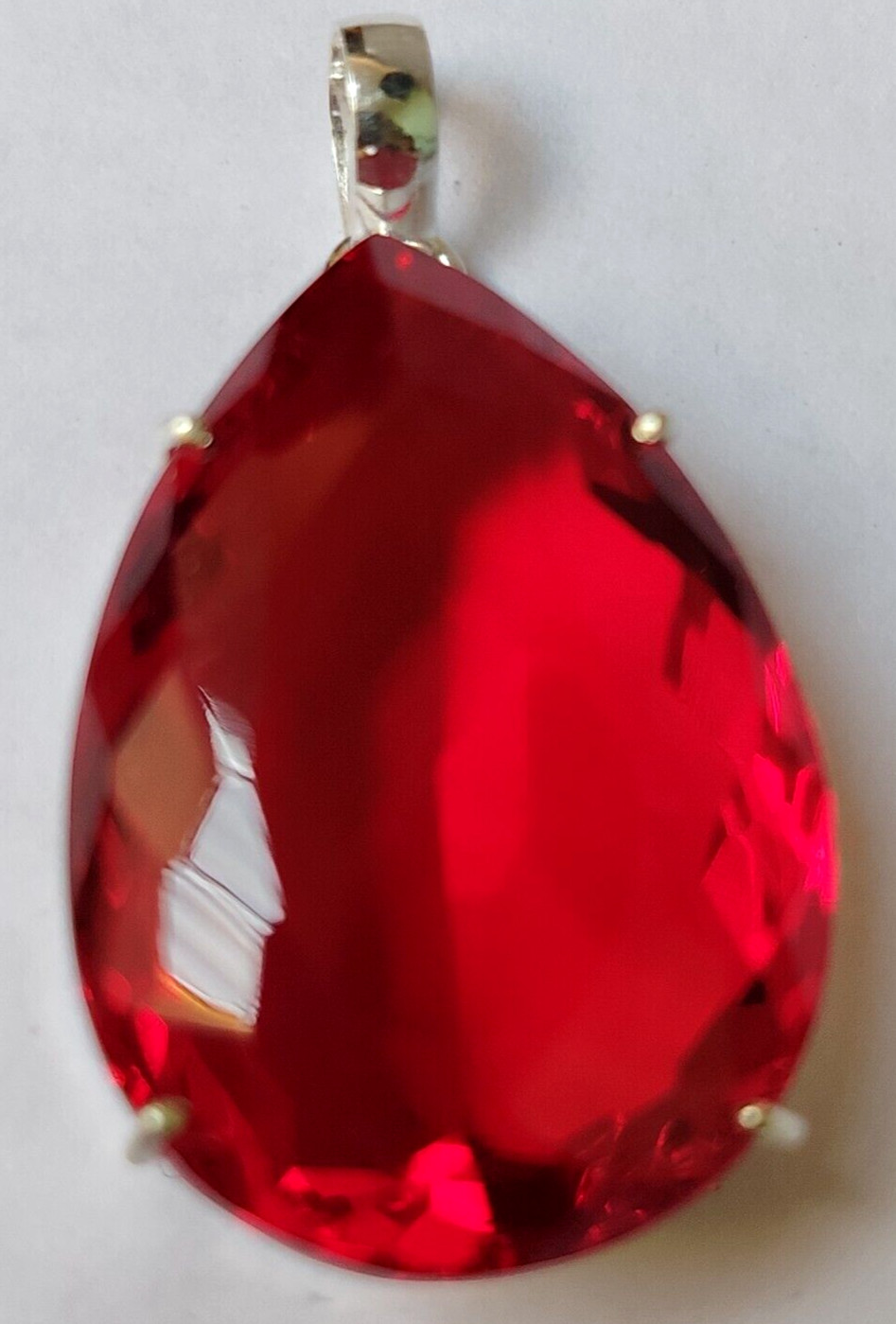 97.70 Ct. AAA+ Large Red Topaz Pear Cut 925 Silver Pendant Gift for Women/Her