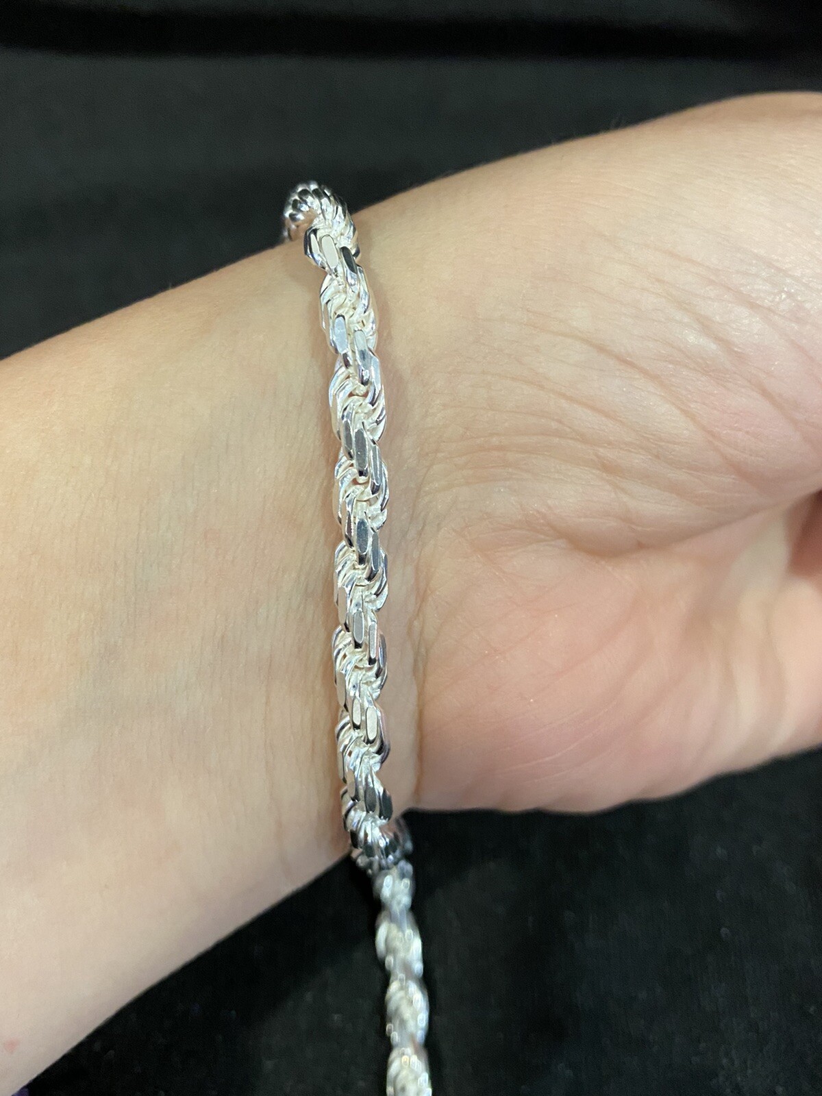 .925 Sterling Silver Men’s Male Women’s Twisted Rope Chain Bracelet 8.5 inches