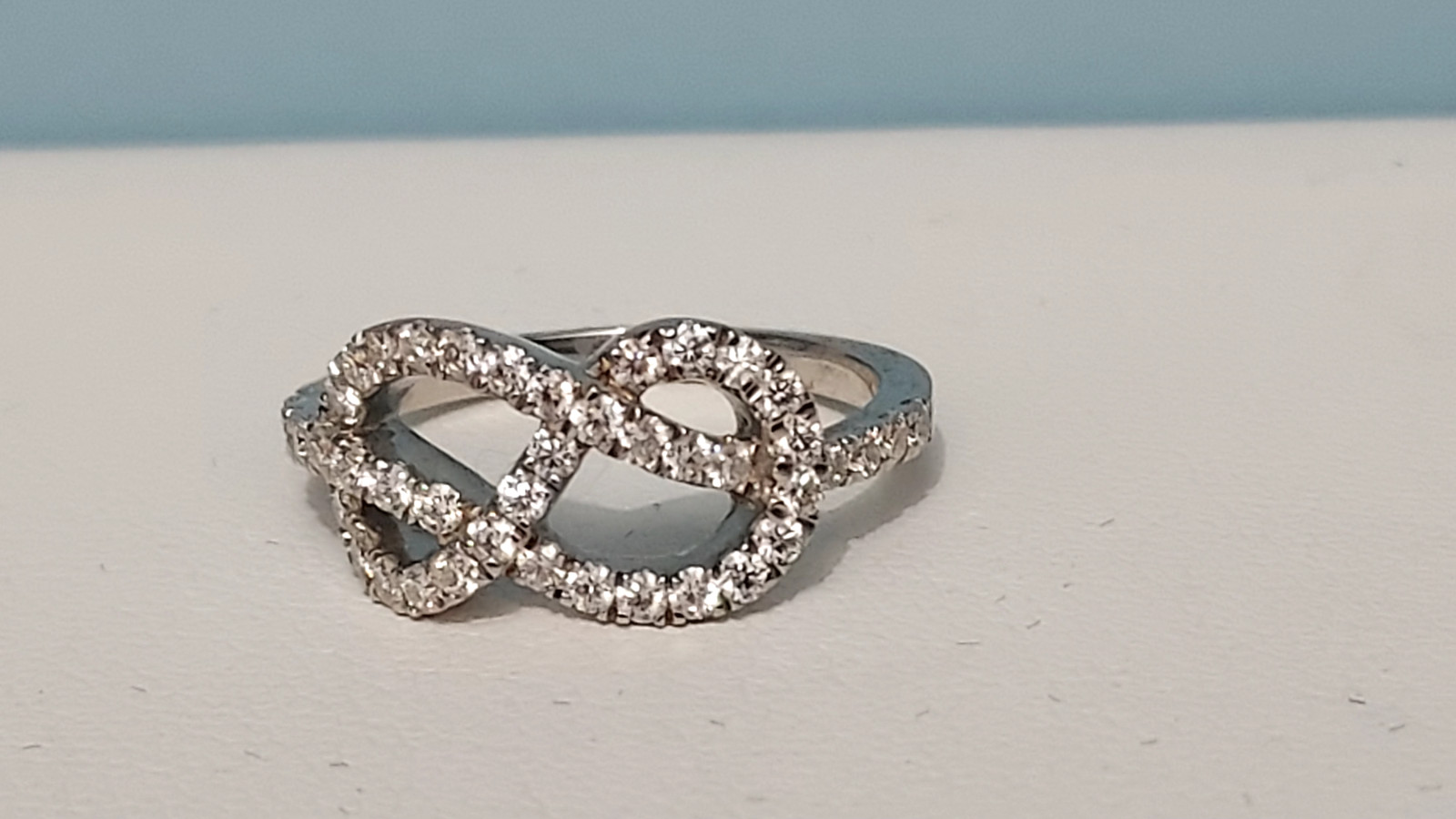 Signed SIL~**MOISSANITE BRAID BAND RING**~Sterling Silver~925~SIZE 5 1/2~3 Grams
