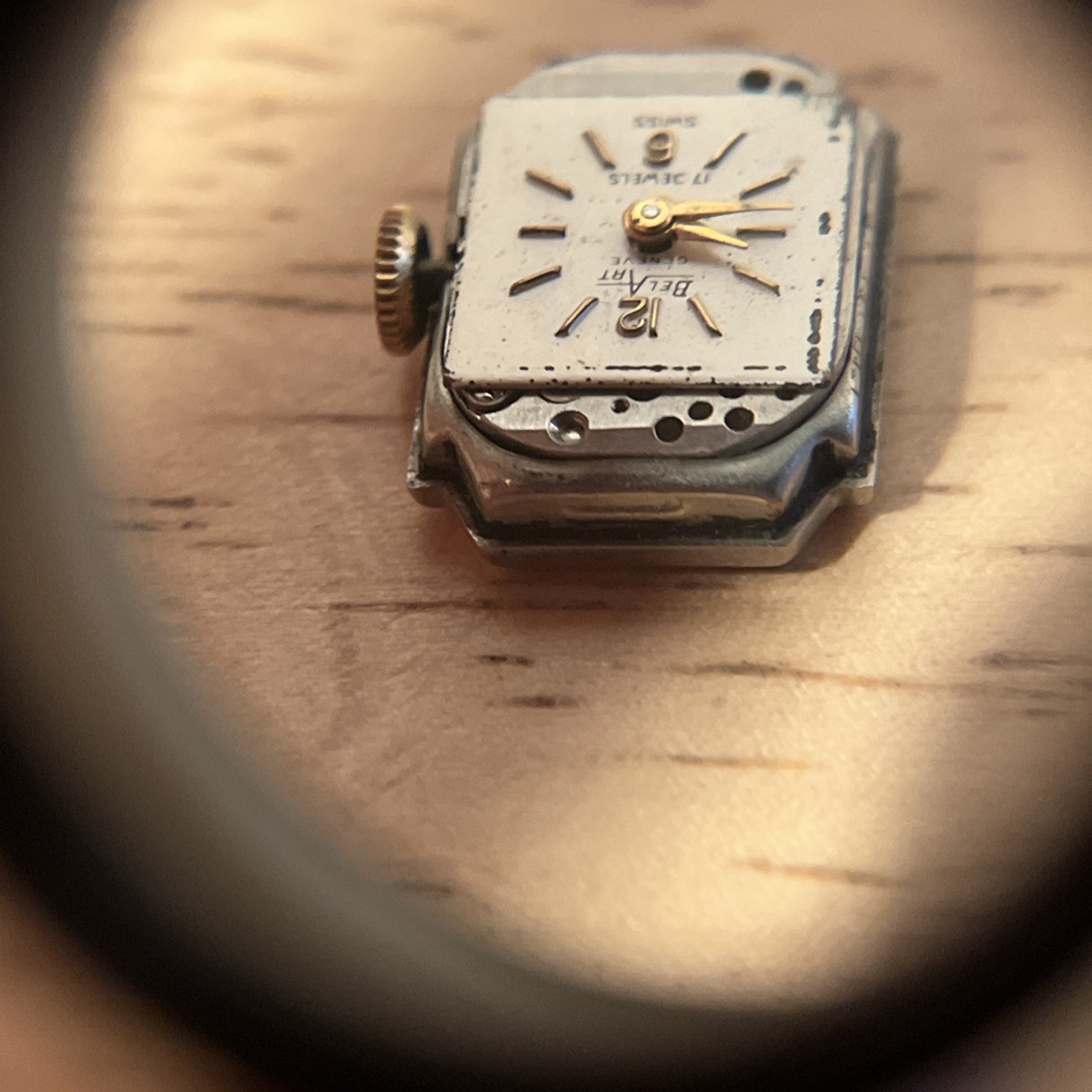 Vtg Bel Art Geneve 17 Jewels Swiss Women’s Watch Movement Fond Acier Inoxydable