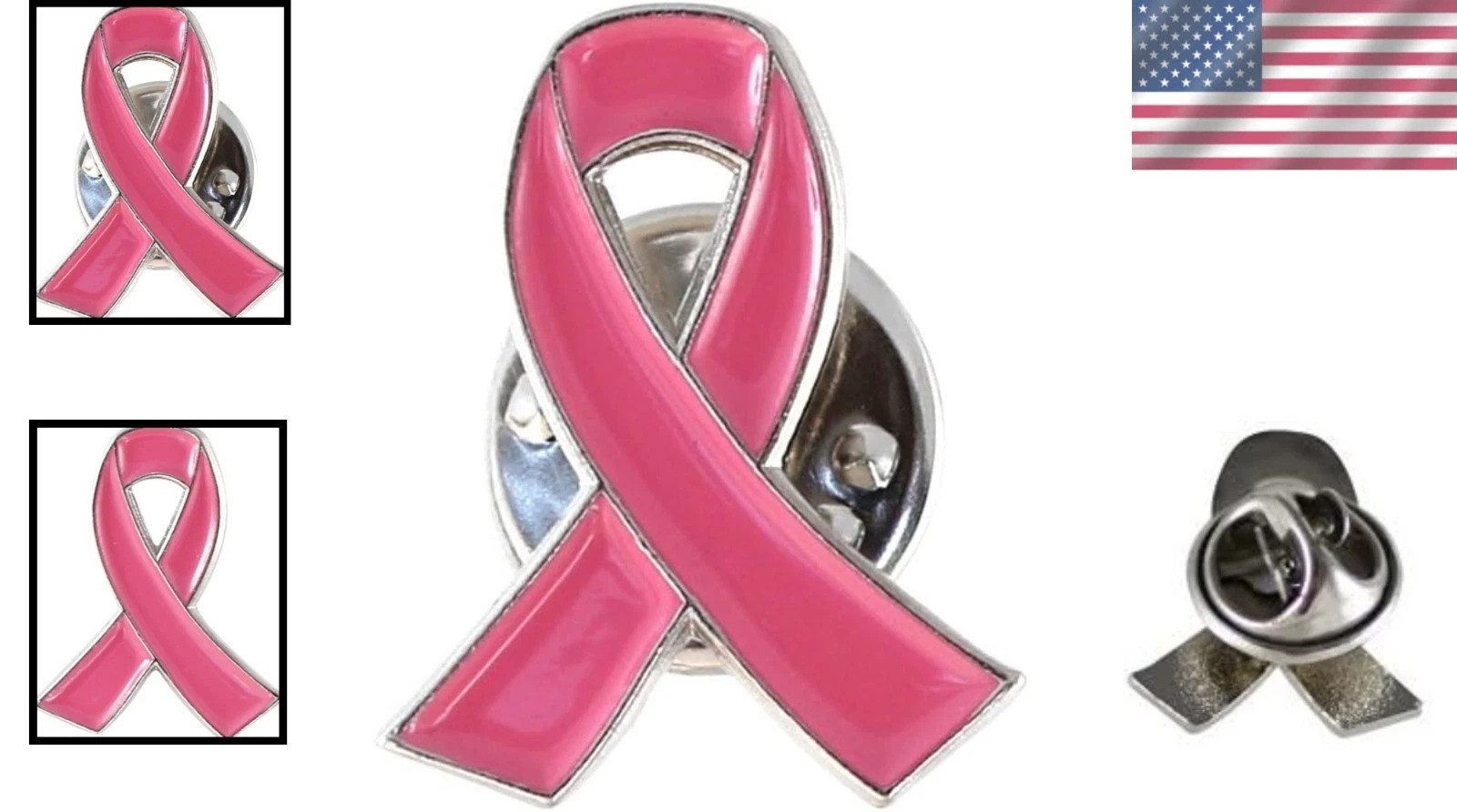 Official Pink Ribbon Breast Cancer Awareness Lapel Pin Clutch Closure for Women