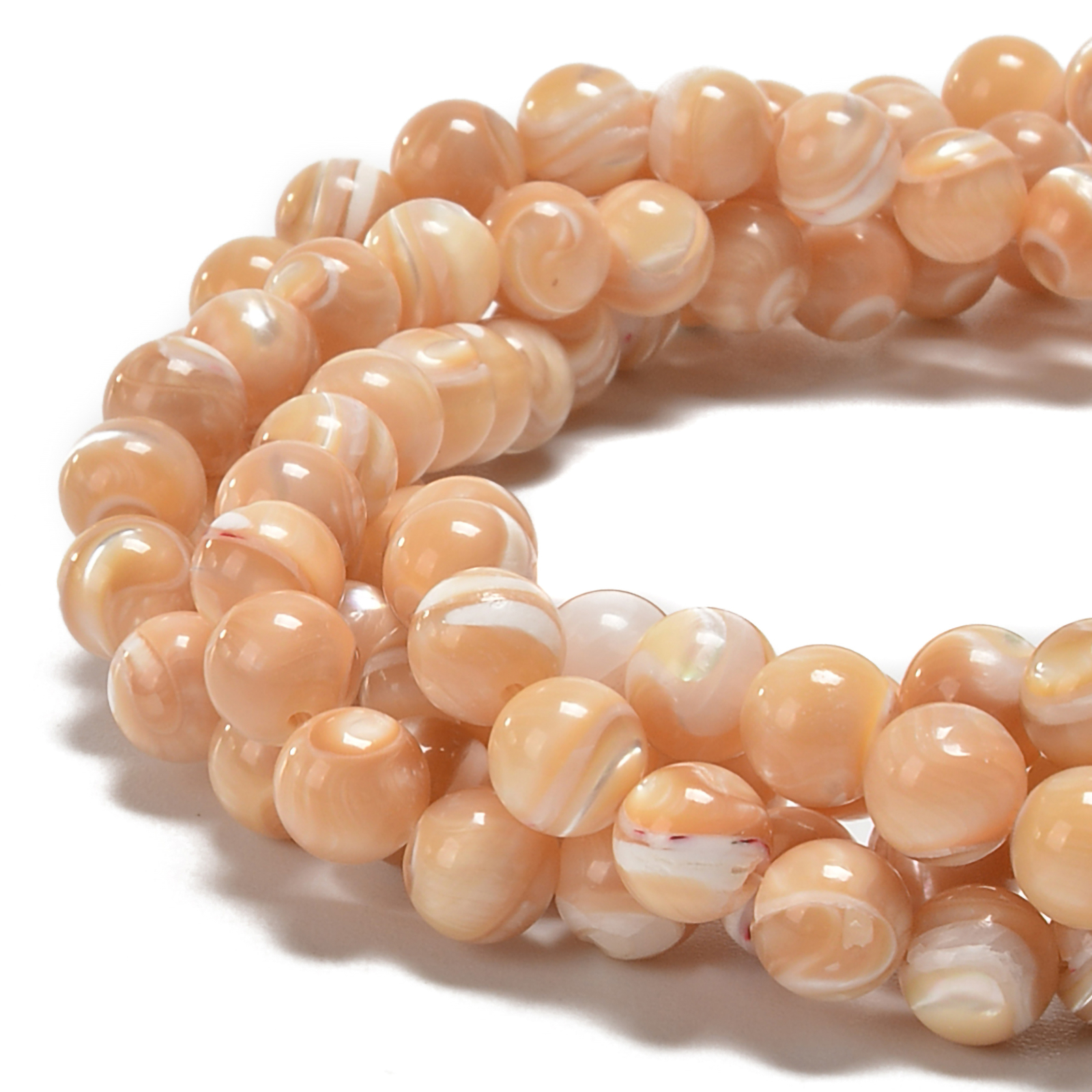 Natural Color Mother of Pearl MOP Shell Smooth Round 3mm to 12mm 15.5” Strand