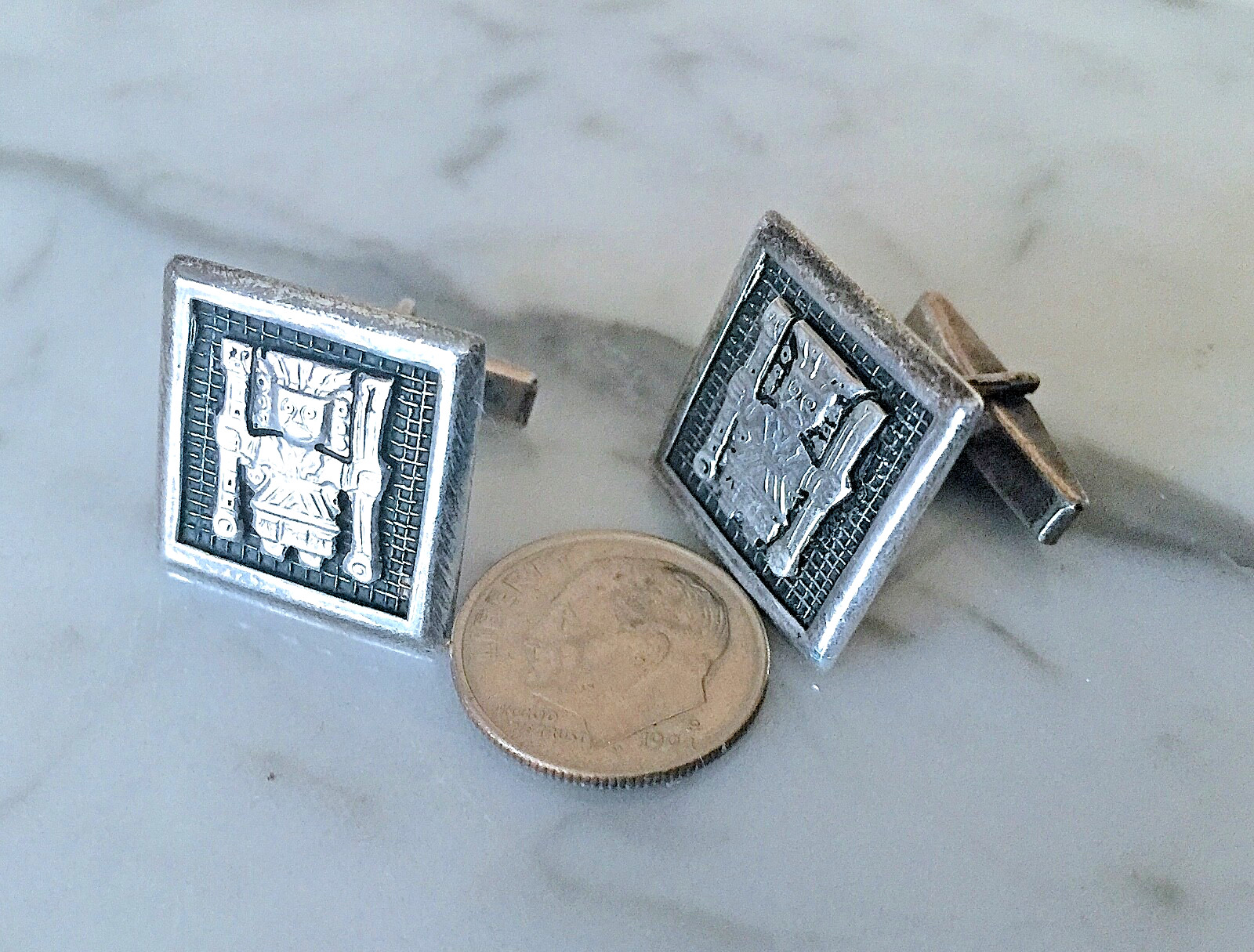 PERU Inca Sun God Cufflinks 18K gold & 925 Sterling