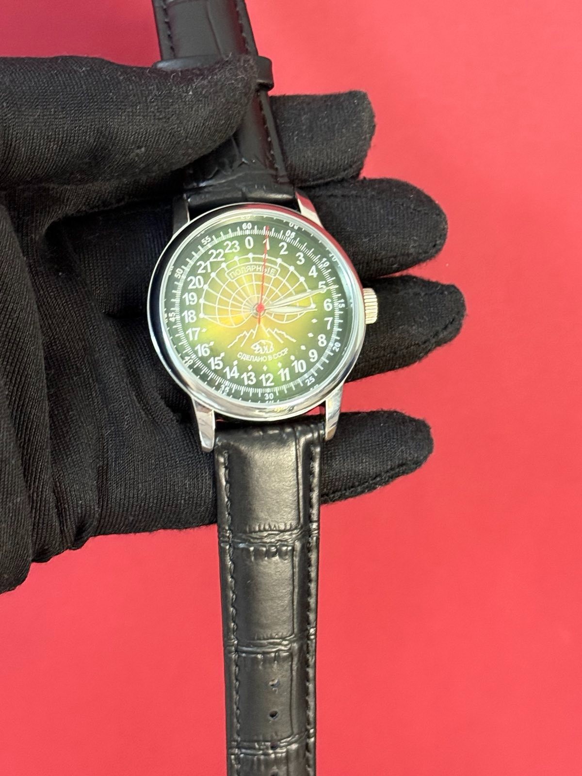 Watch Raketa 24h Automatic Wrist Men’s Russian Soviet USSR Polar Day Green