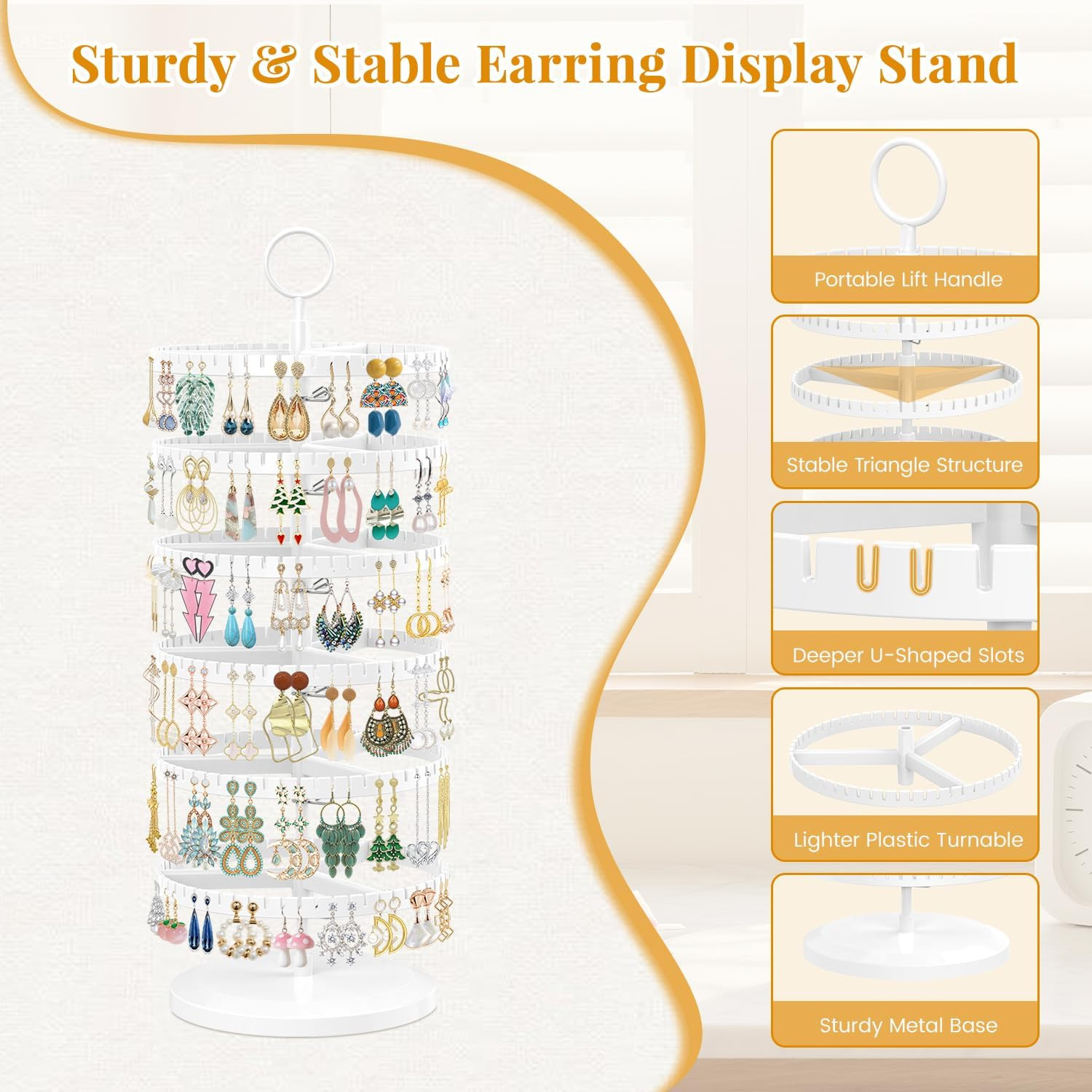 Esluker.Ly Earring Holder Organizer Rotating Stud Display Tree Rack with 342 U-S