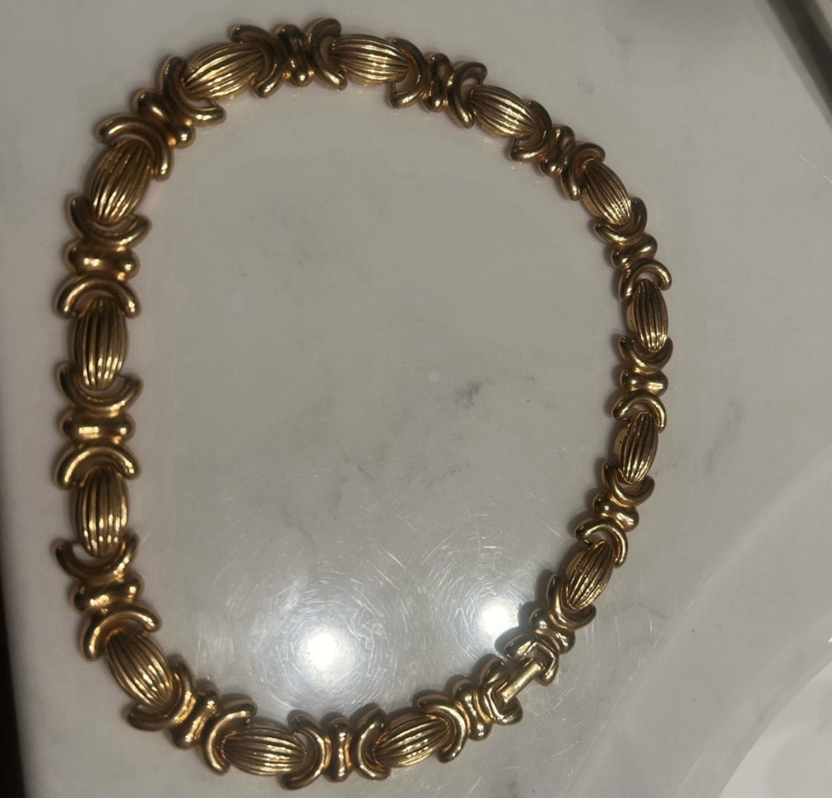 Vintage Nina Ricci From Avon Signed Egyptian Revival Necklace Gold Toned