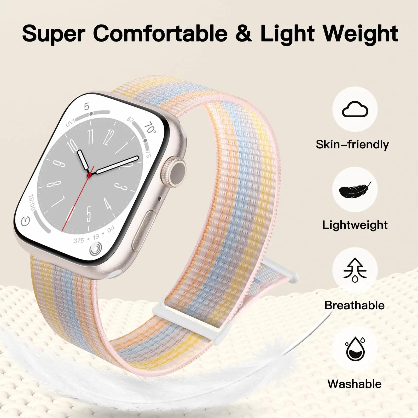 New Nylon Loop Strap Apple Watch Band 46mm 40mm Smart Belt Bracelet for Iwatch