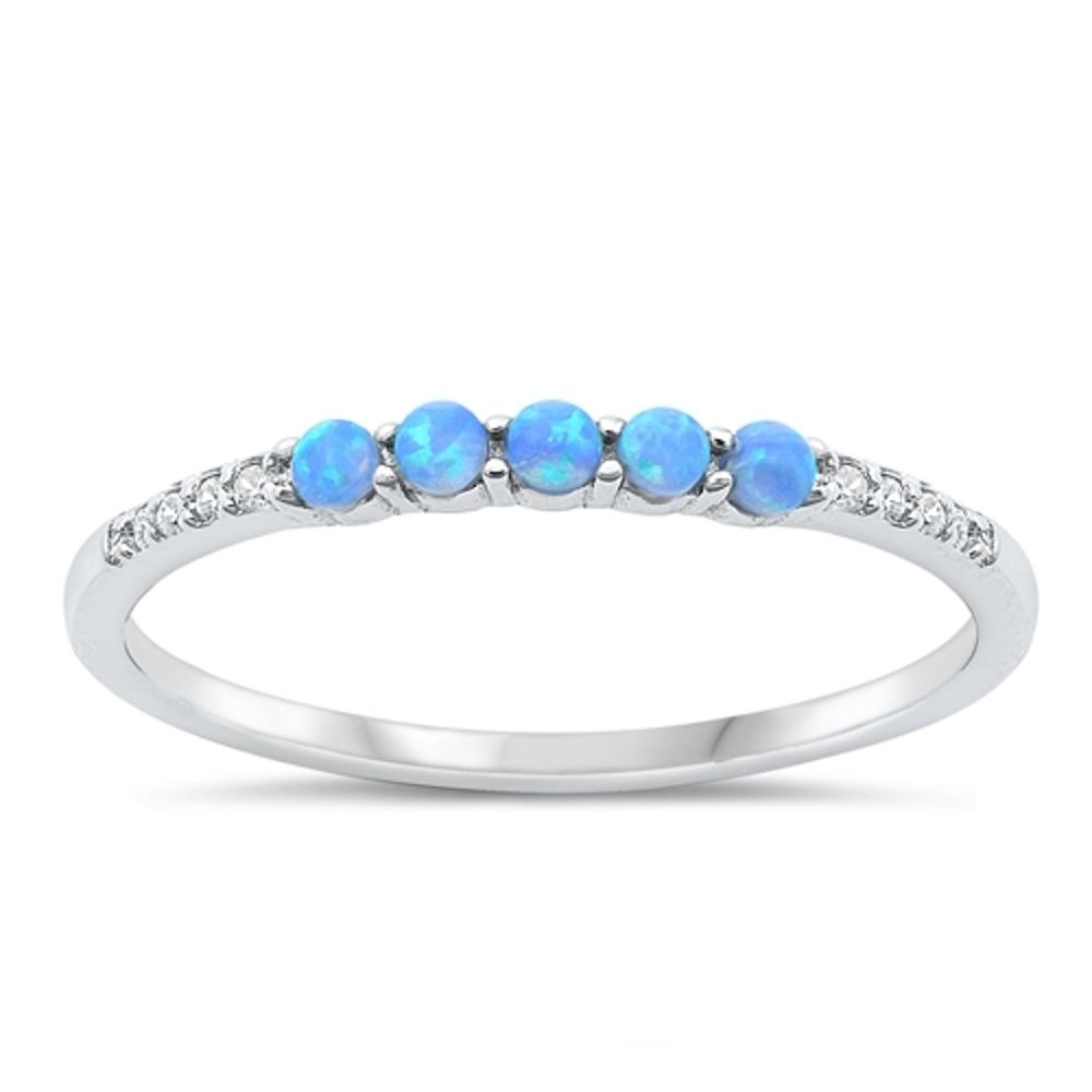 Clear CZ Blue Lab Opal Stacking Ring New .925 Sterling Silver Band Sizes 5-10