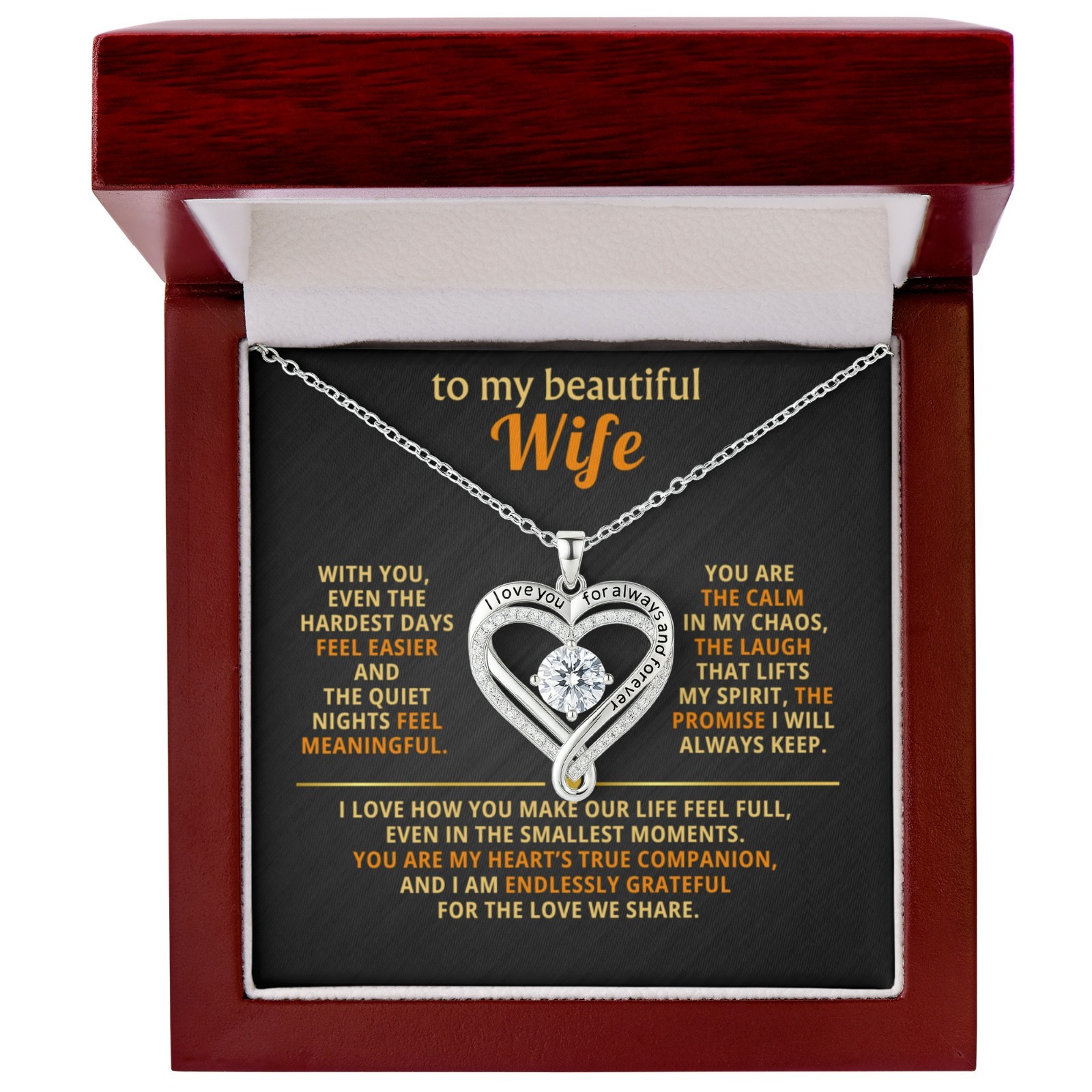 To My Wife Love You Always Heart Necklace Romantic Anniversary Gift For Her 💖