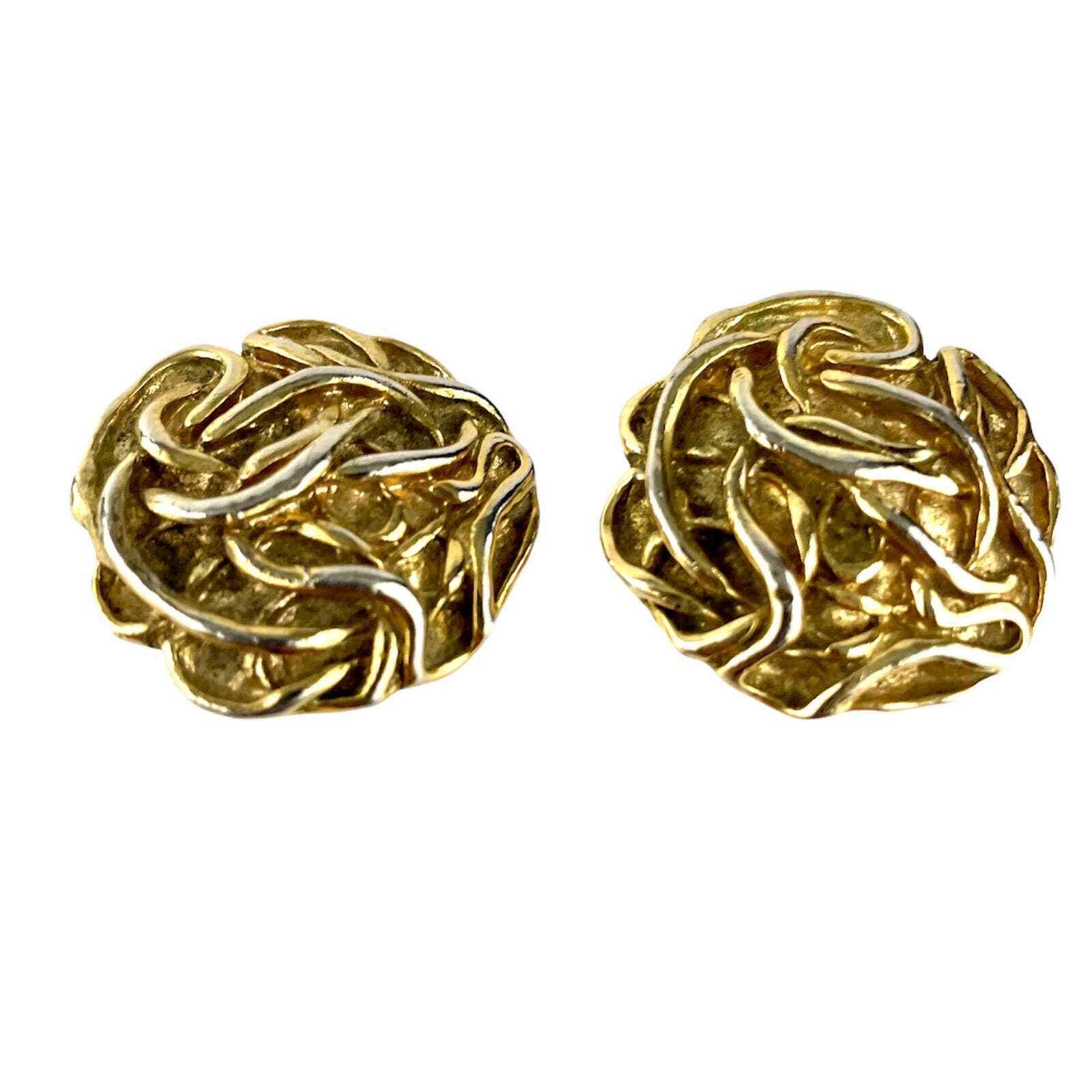 VTG Pair Gold Tone Shoe Clips Unique Design Texture Added Extra NYC