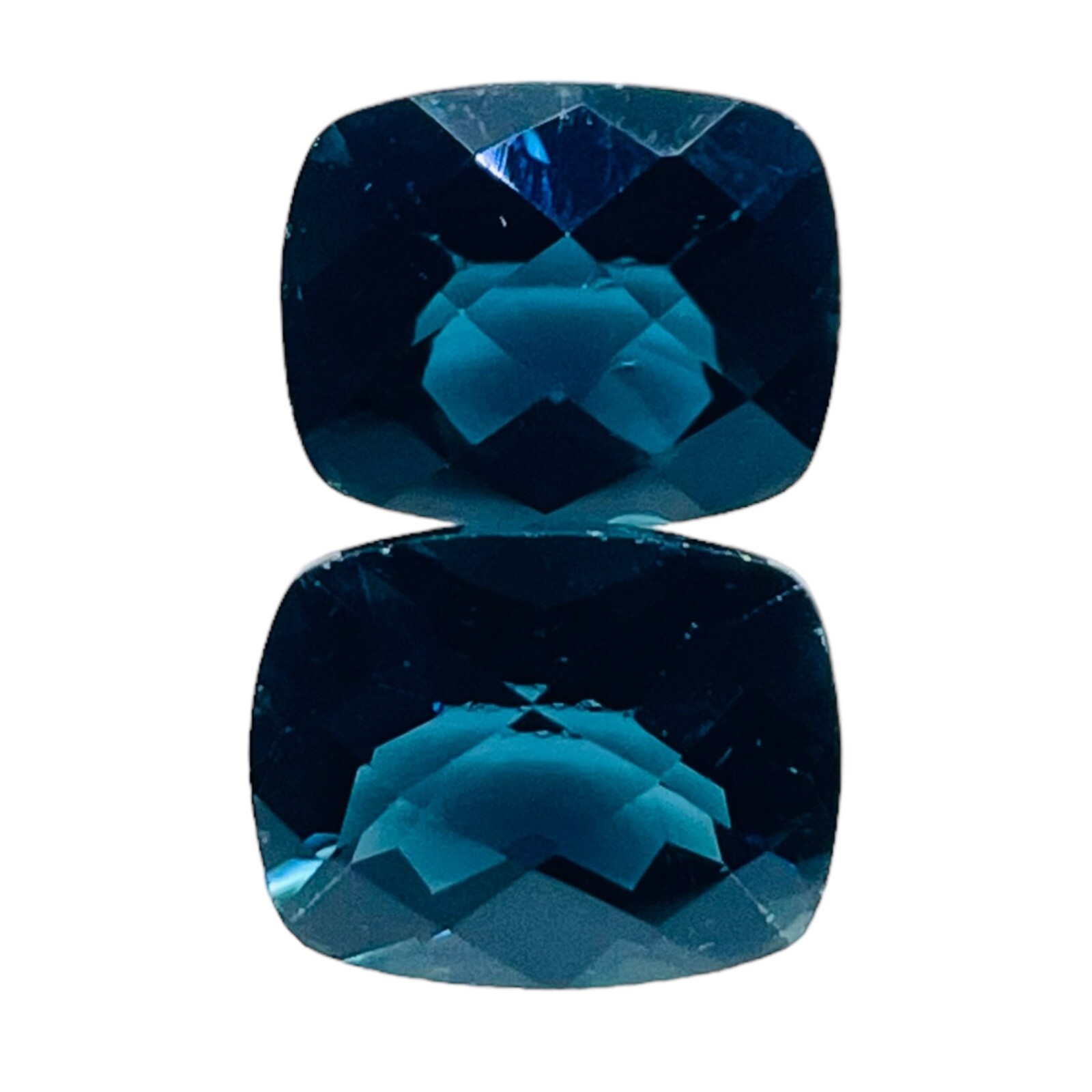 Natural London Blue Topaz Pair 10x8mm Cushion Checker Cut Loose Gemstones 2 Pcs