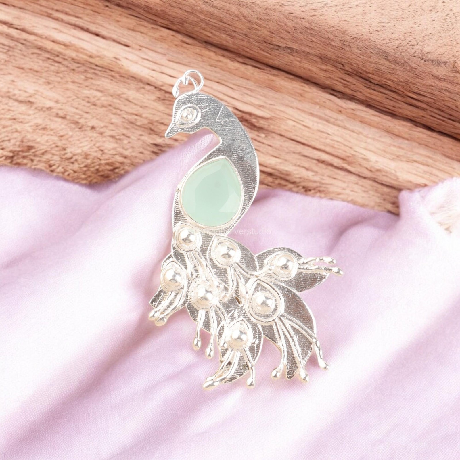 Throat Chakra Aqua Chalcedony Stone Sterling Silver Handmade Pendant Jewelry