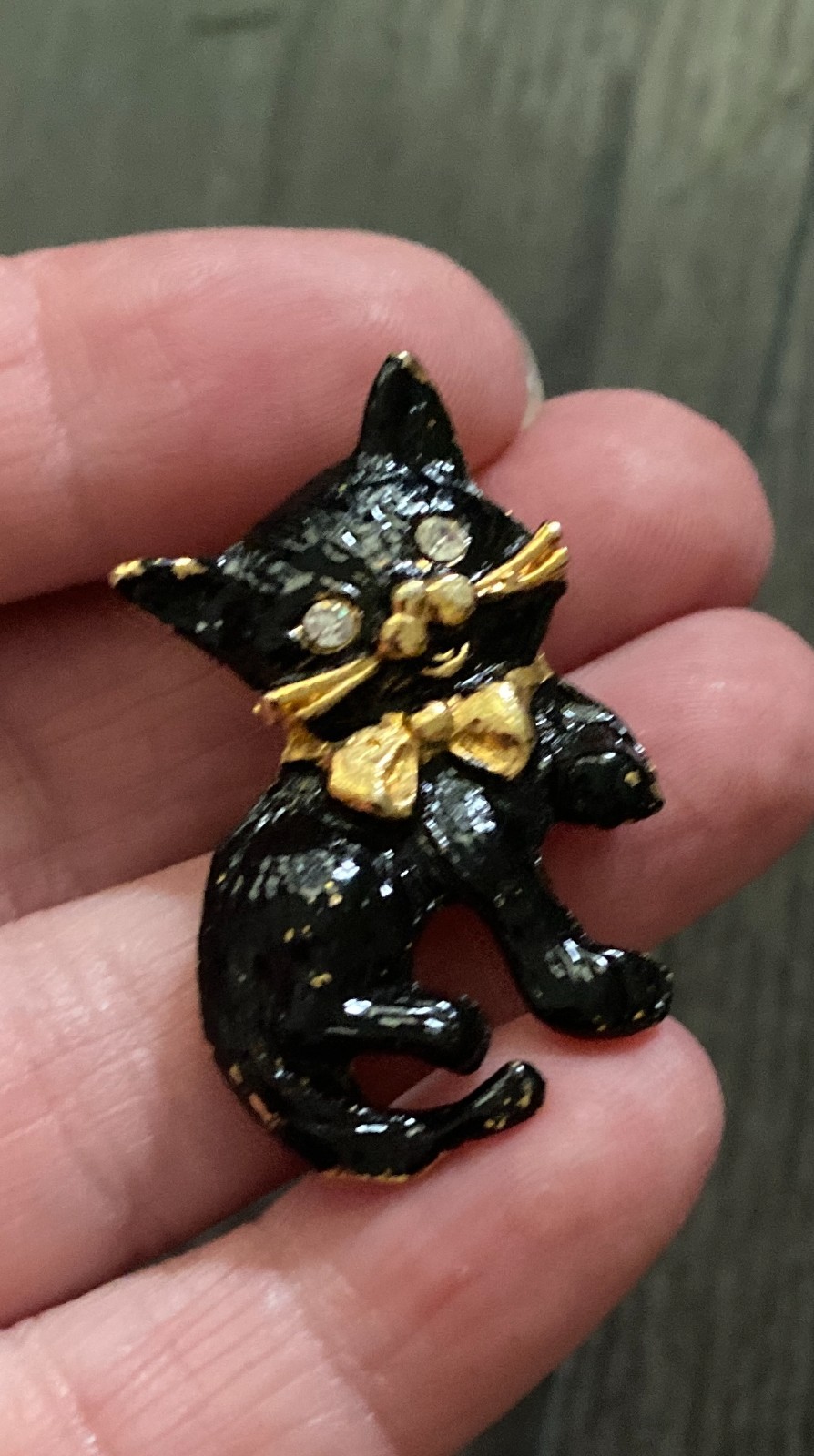 4 Vintage Kitty Cats Brooches Pins Rhinestone Enamel Jelly Belly Lot of 4