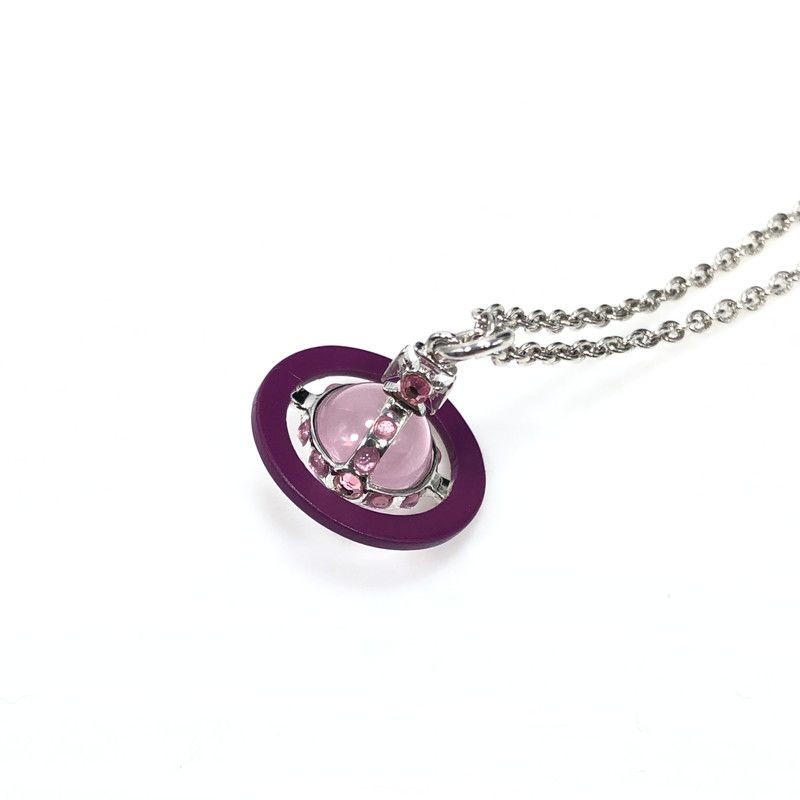 Vivienne Westwood Petite Orb Pendant Necklace Silver Pink