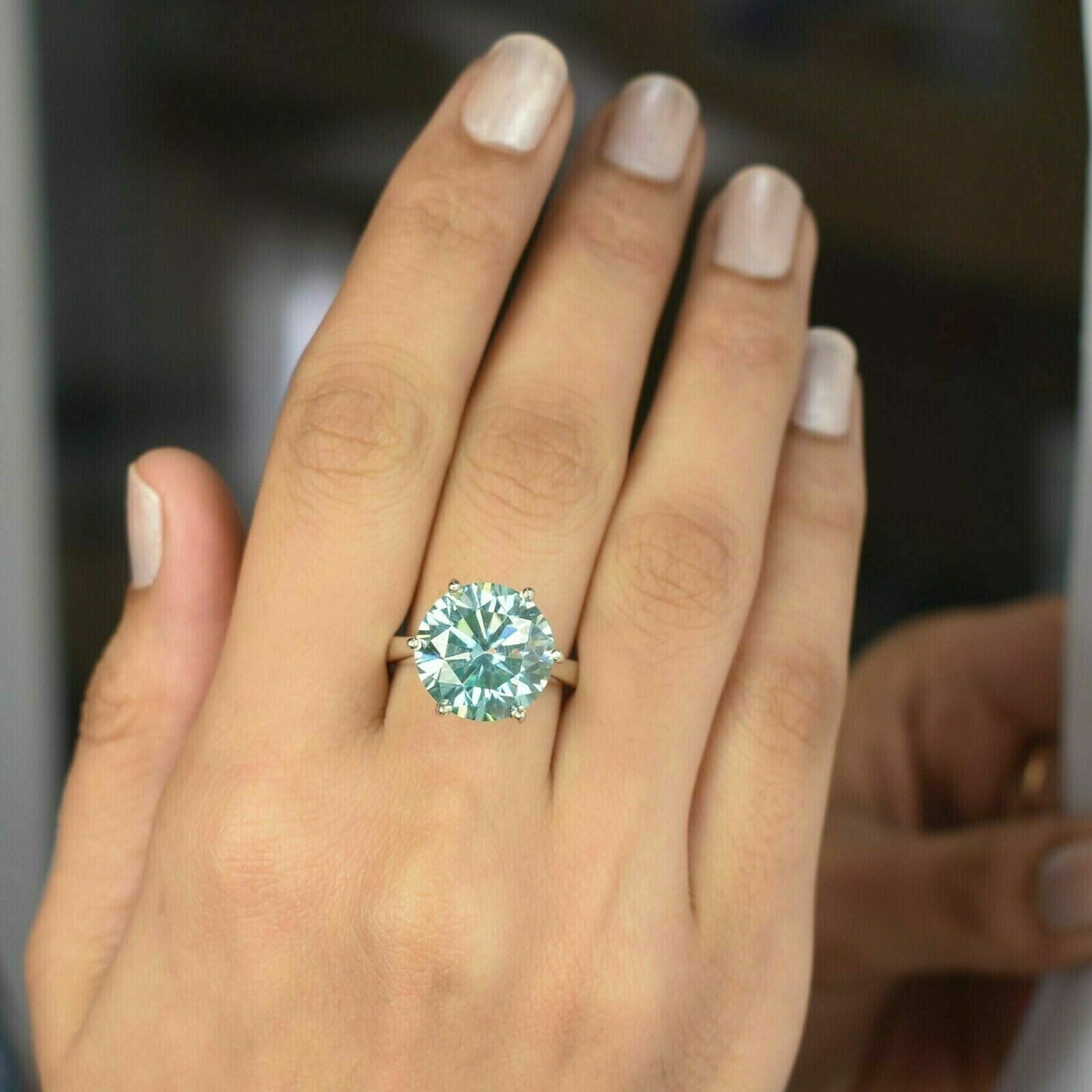 5 Ct Blue Treated Diamond Ring With White Gold Finish Certified ! Wedding Ring