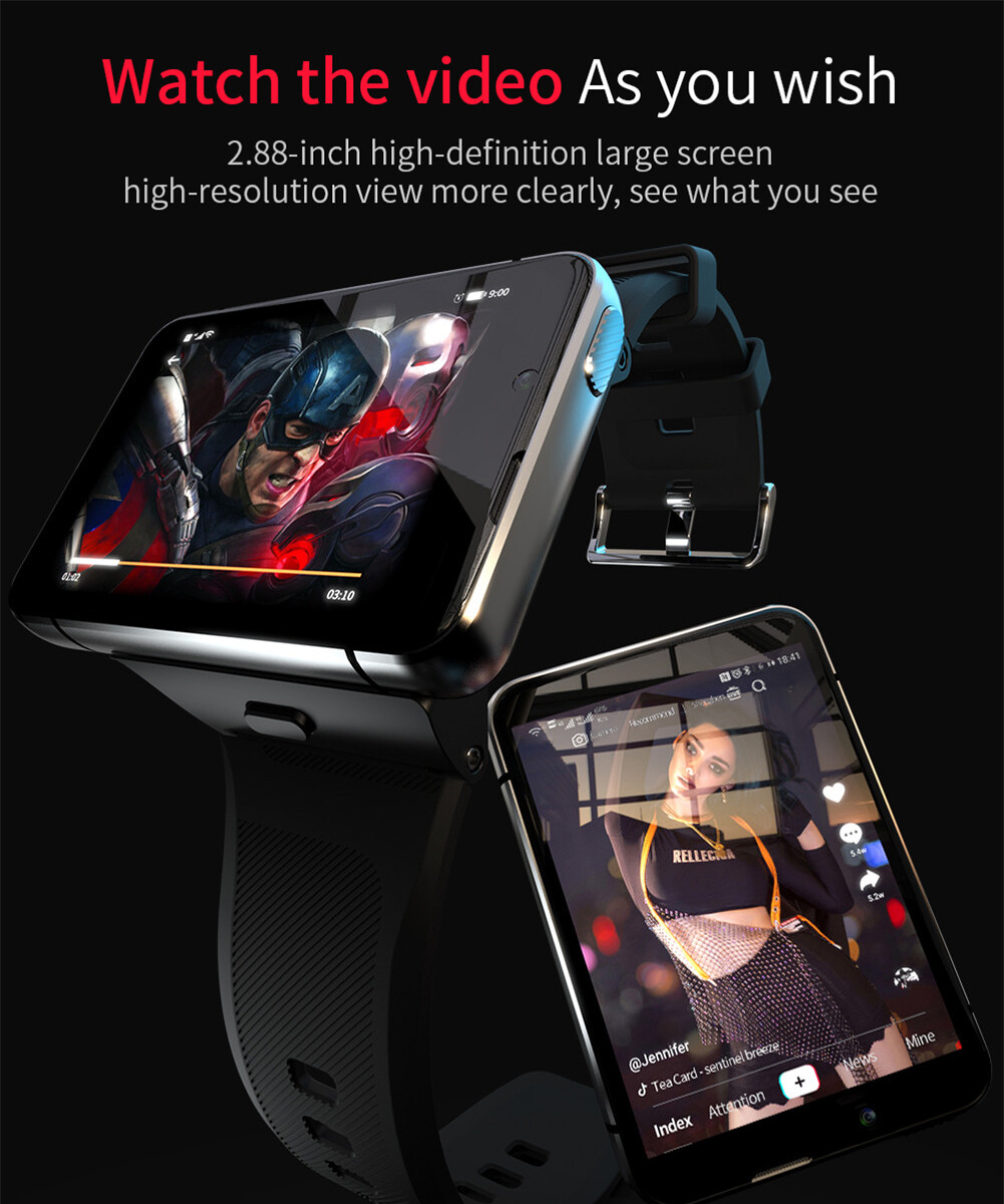 Big Screen Android 4G Smart Watch Smartwatch Dual Camera WiFi RAM 4G ROM 64G