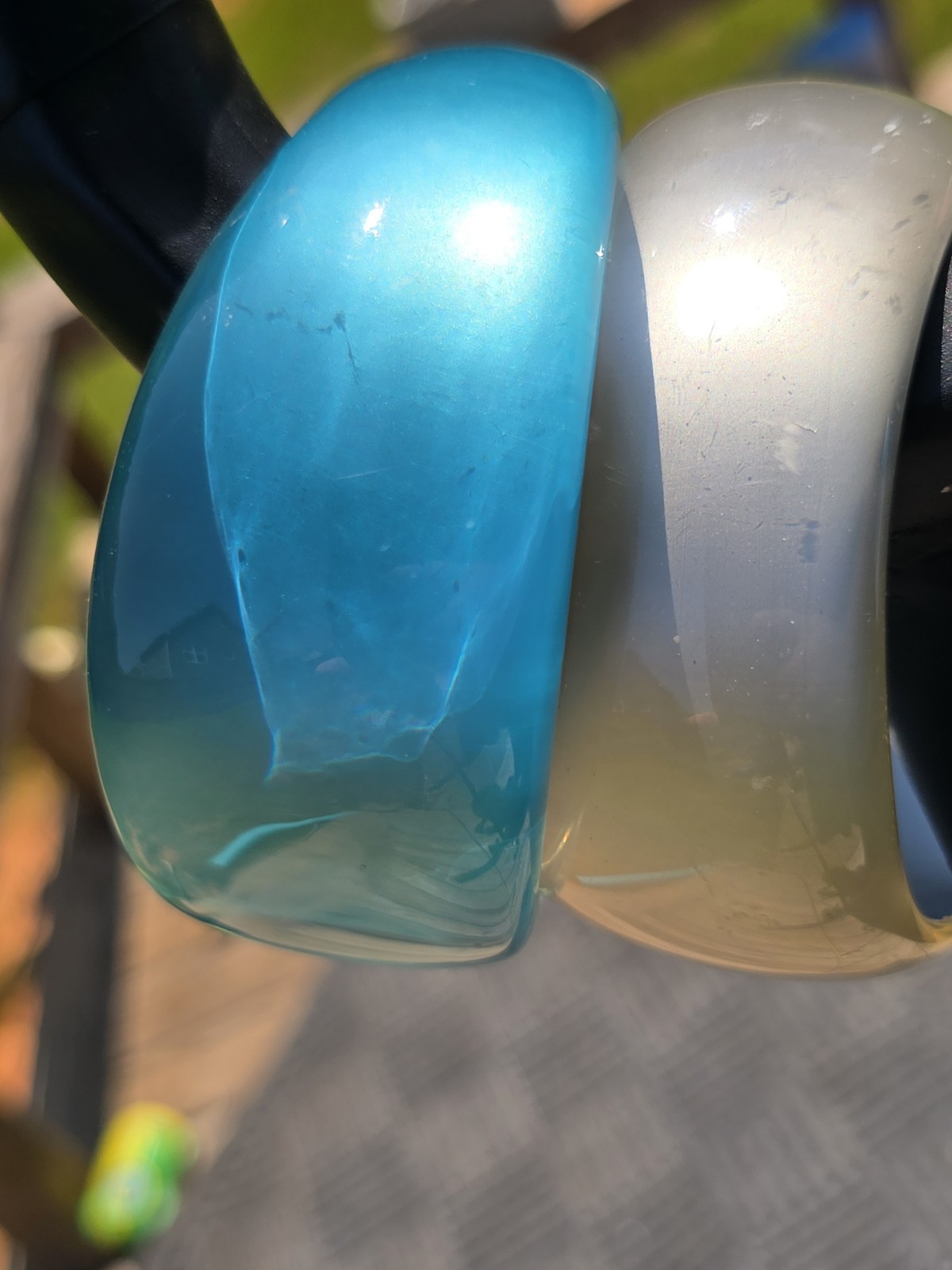 Lot Of 2 Vintage Thick Lucite Moonglow Bangle Bracelets