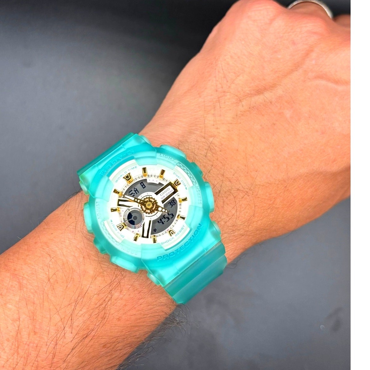 Casio Baby-G BA-110SC-2A Sea Glass Clear Teal Analog Digital Women’s Watch
