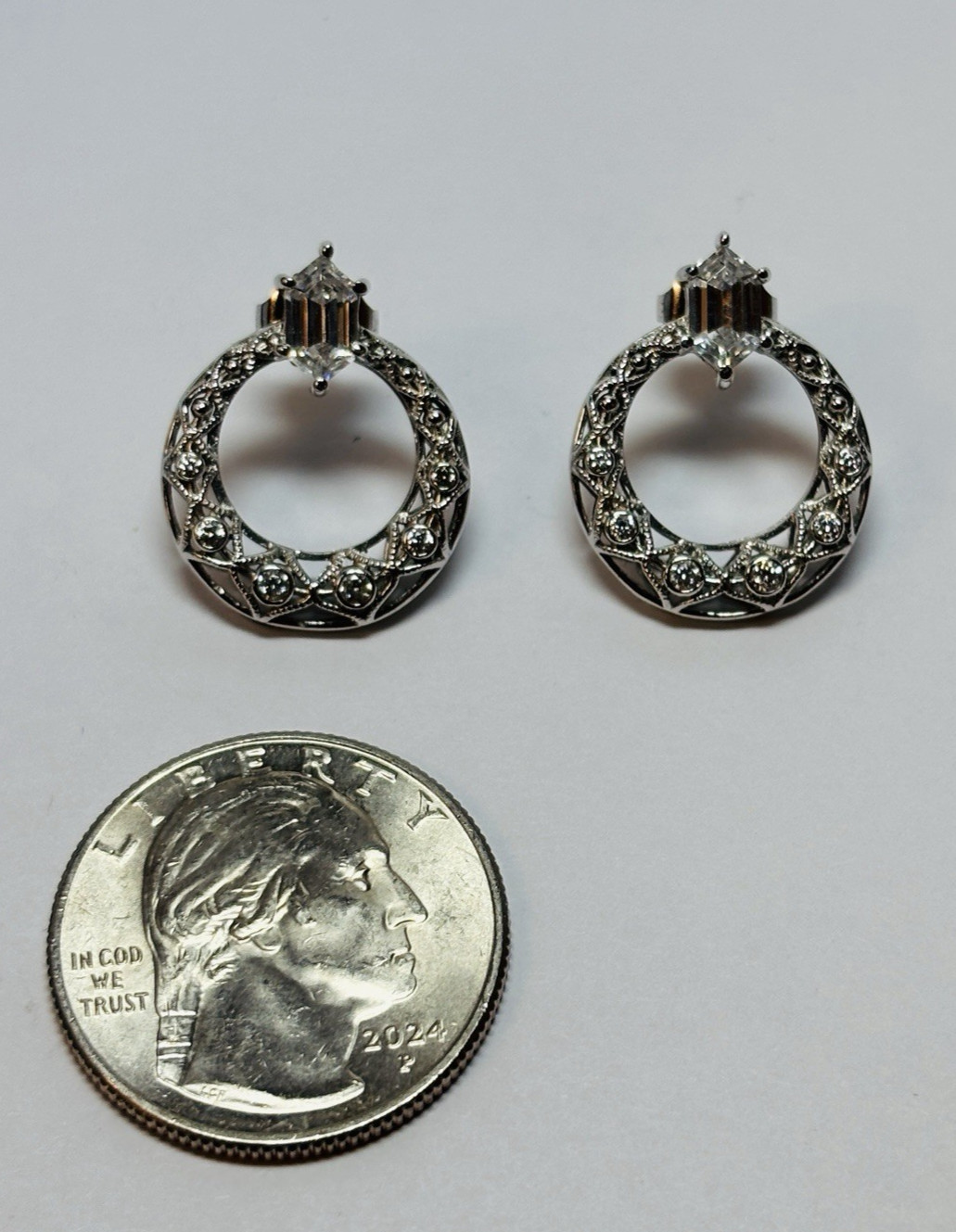 Tacori IV Sterling 925 Silver Open Circle CZ Earrings -.15