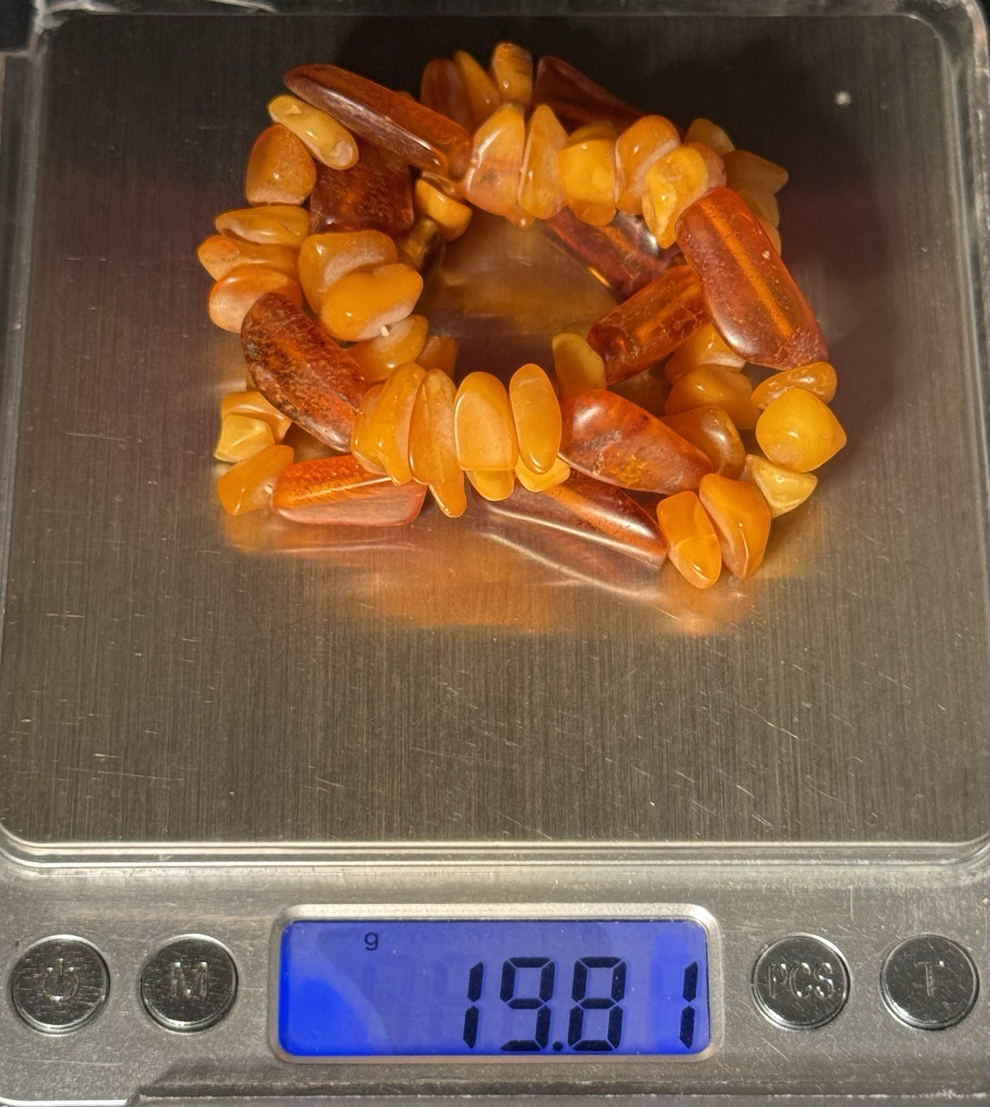 NaturalBaltic Amber Necklace Uncut Slices Egg Yolk & Cognac 18” Lithuania 19.81g