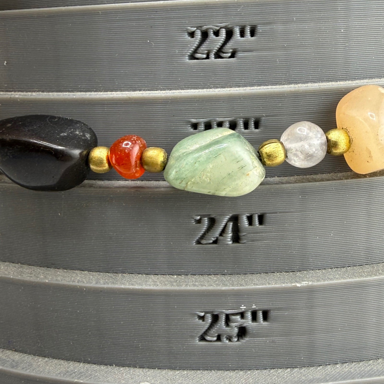 Vintage Beggars Bead Polished Stone Necklace Tumbled Semi Precious 23in