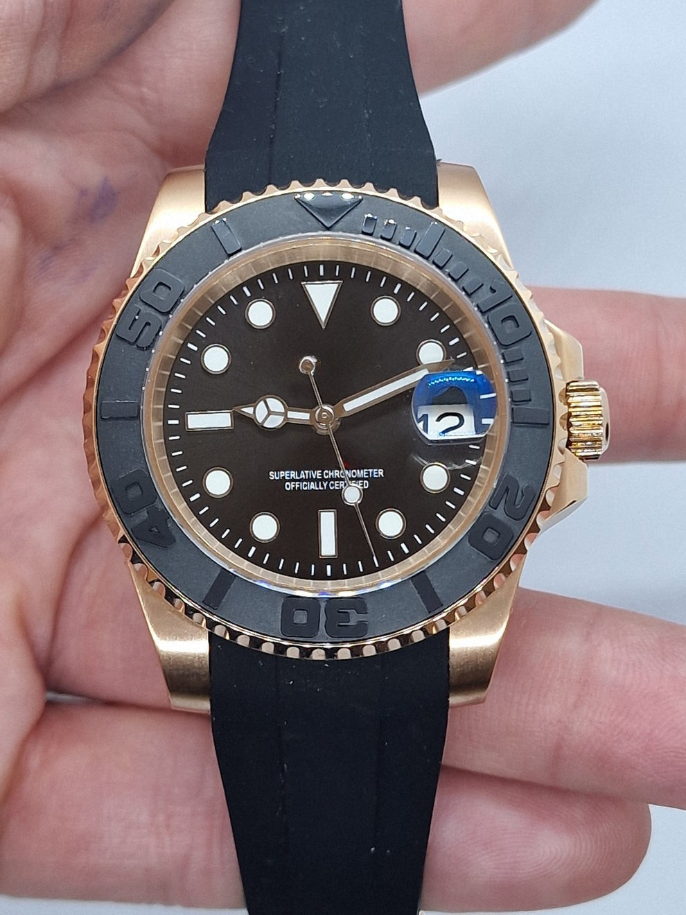 Custom Built – Black Gold Diver Style NH35 Japanese Automatic Sport Watch
