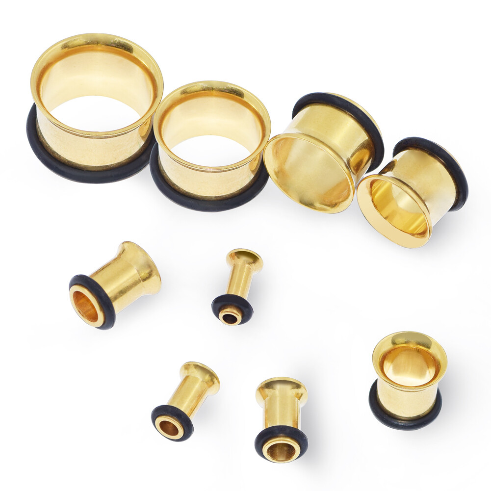 1Pair Stainless Steel Flesh Tunnels-Single Flared Ear Plugs-Ear Gauges Stretcher