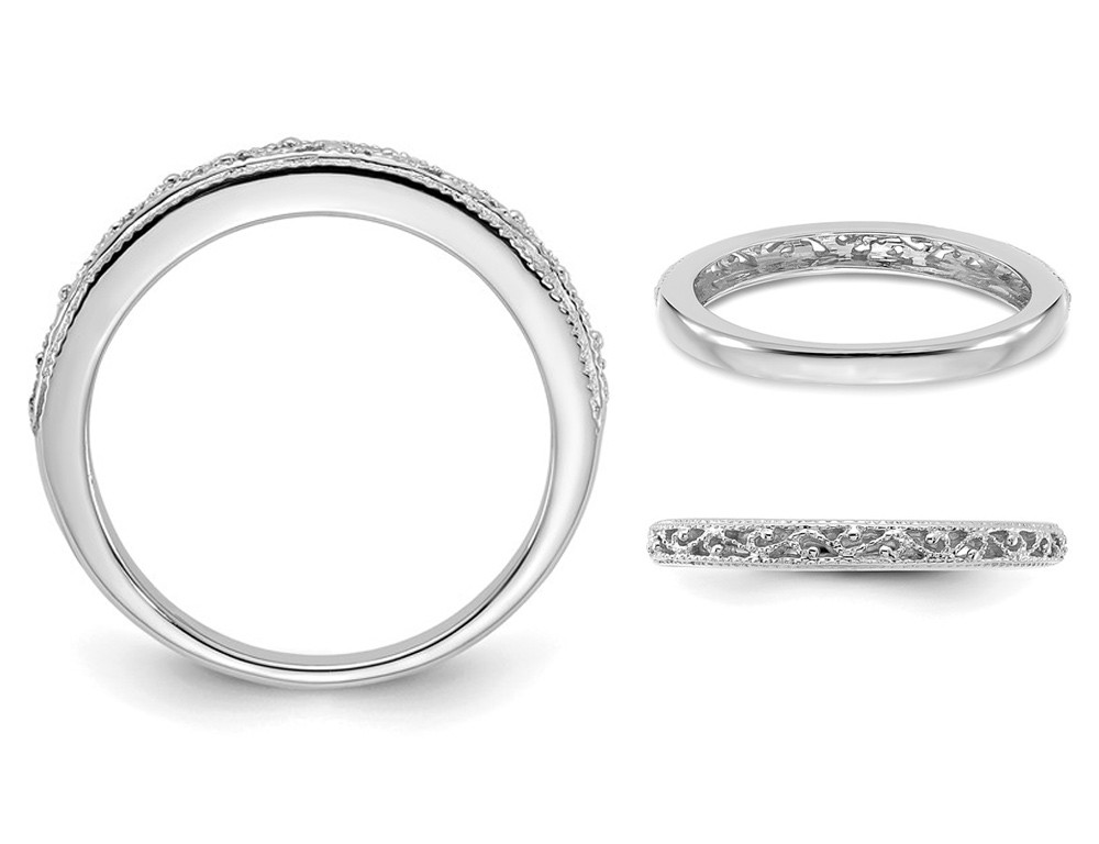 14K White Gold Filigree Wedding Ring Band