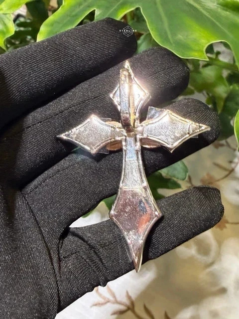 2.80 Ct Round Cut Real Moissanite Cross Charm Men’s Pendant 14K Rose Gold Plated