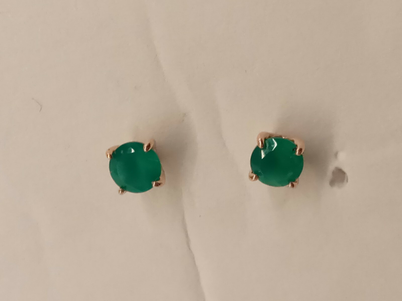 14K Solid ( Stamped Not Plated) Rose Gold Earrings With Green Natural Agate