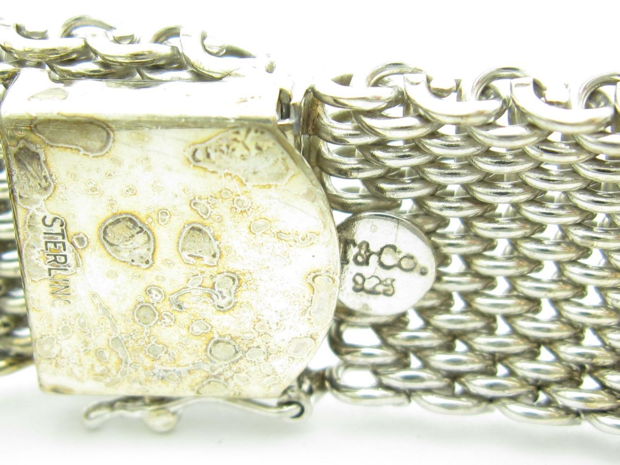 Pre-Owned Tiffany & Co. Mesh Soft Bangle Bracelet 54.0 Grams 17mm Wide Gift