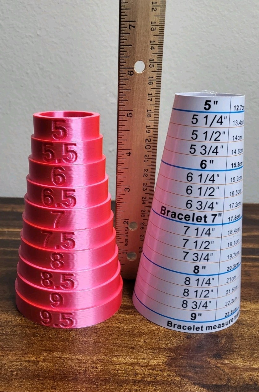 Bracelet Sizer Mandrel Set Pink 3D Printed & Laminated Paper, Reseller