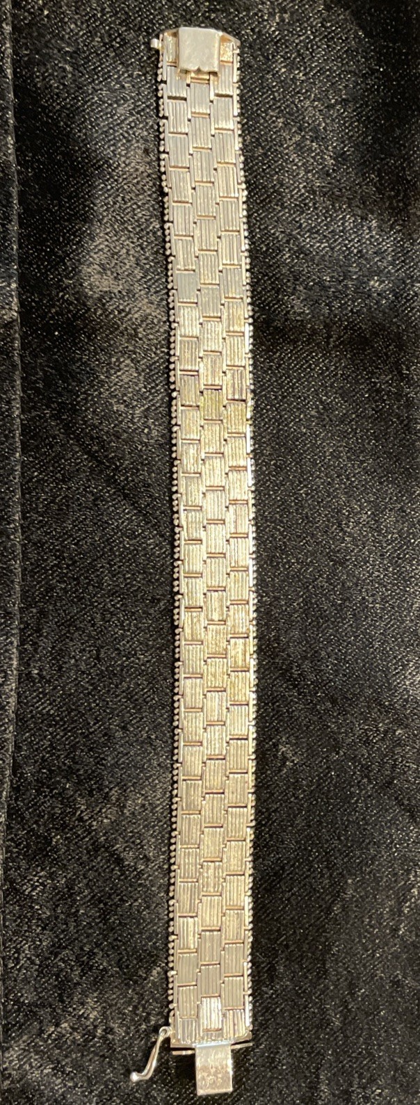 Milor Italy 925 Sterling Silver Wide Basketweave Mesh Link Bracelet 7.25in 35.2g