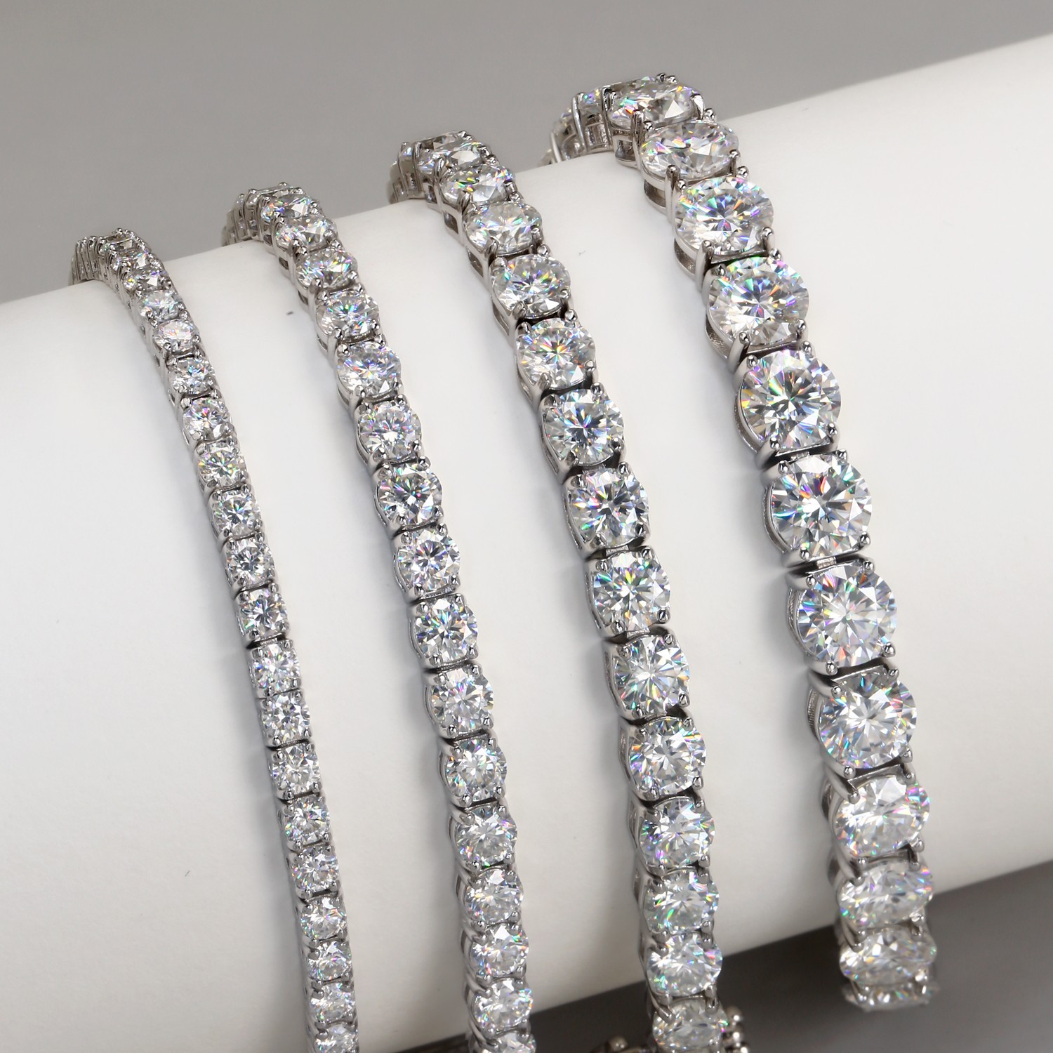 3mm 4mm 5mm 6.5mm D VVS1 Moissanite Tennis Chain Bracelet 925 Sterling Silver