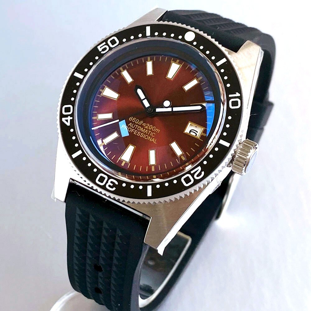 300m Waterproof 62MAS NH35 Automatic Men Watch Diving Bubble Sapphire Date 41mm