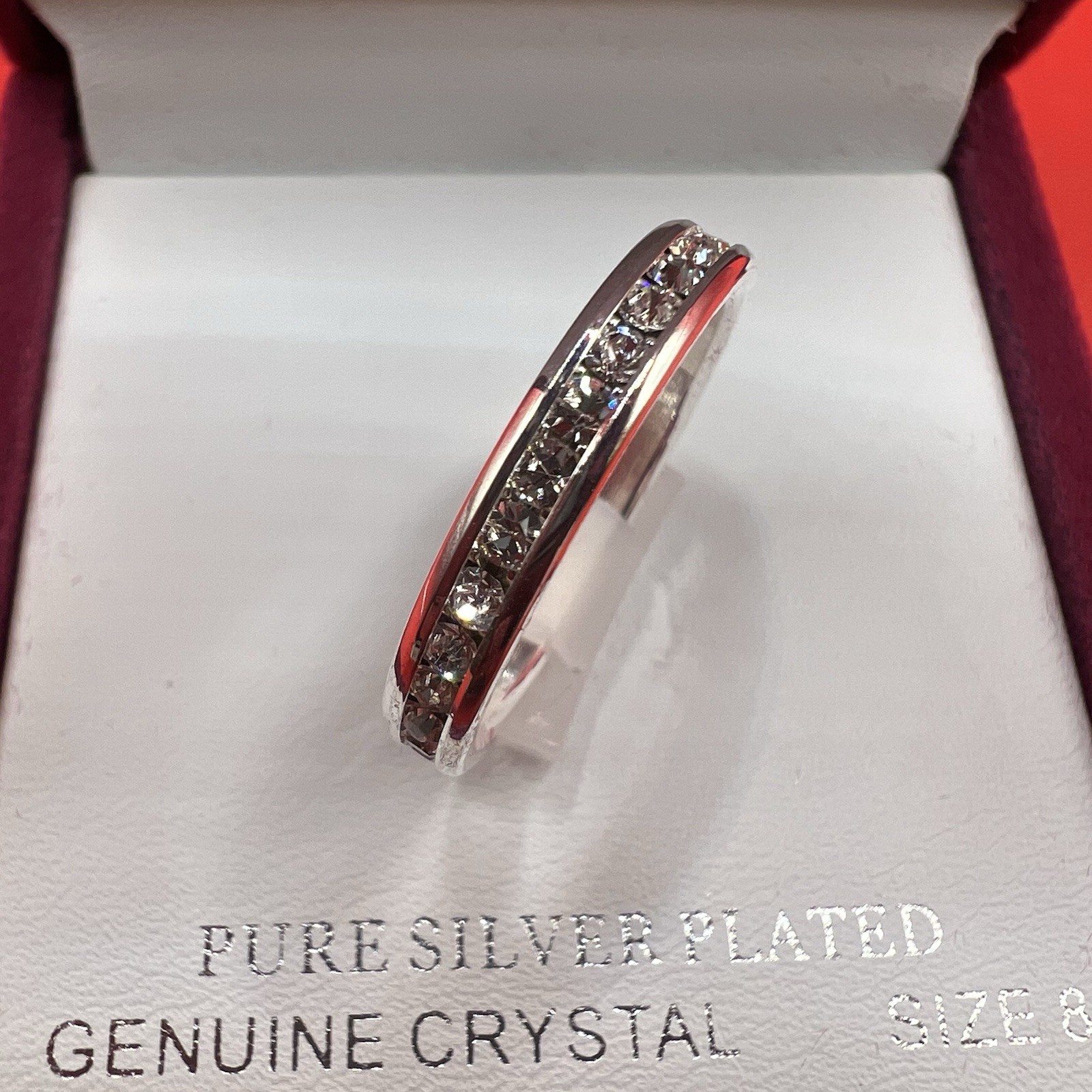 Sparkle Allure Pure Silver Plated Genuine Crystal Size 8 Fashion New