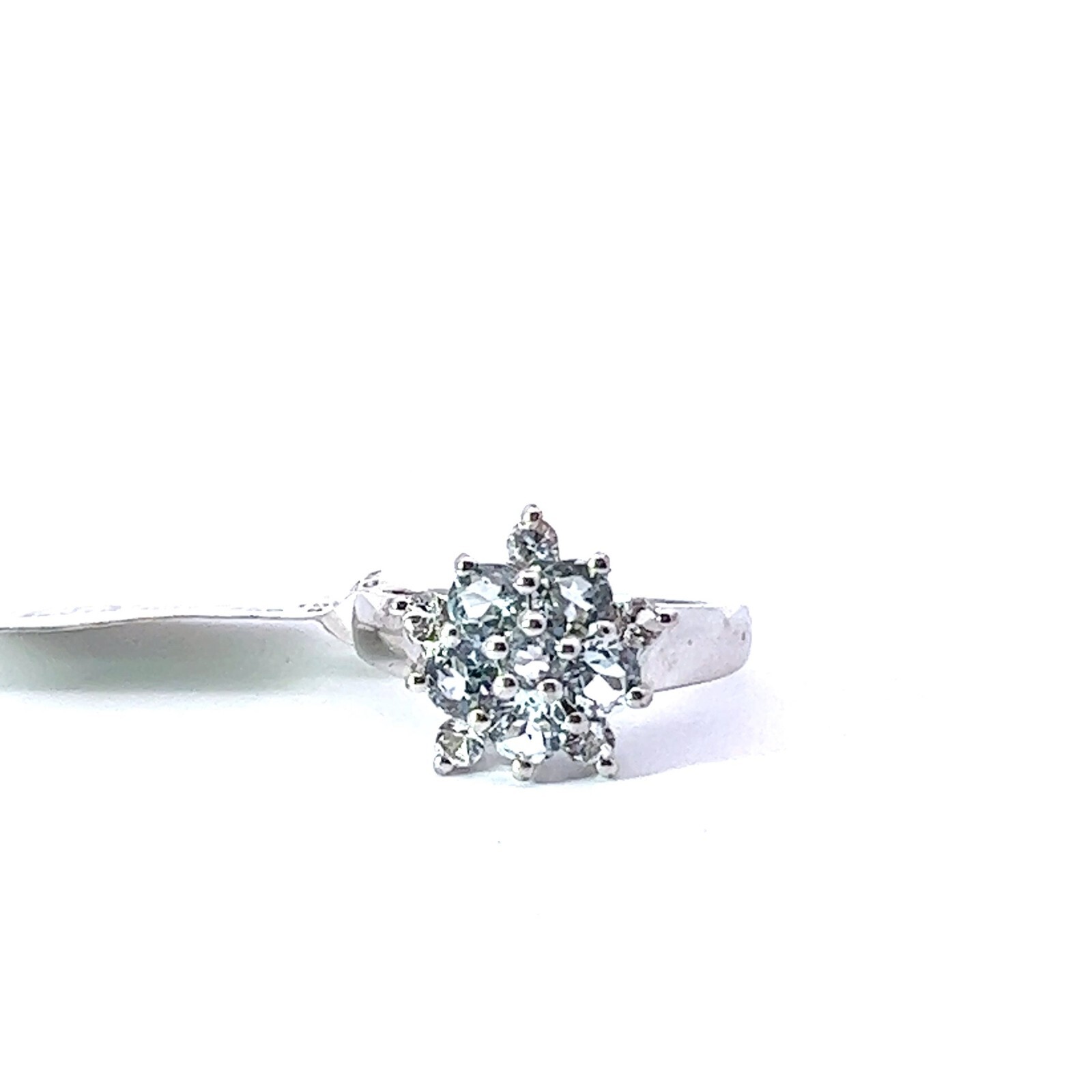 Sterling Silver 14.2mm Lab Created Blue Topaz – 1.61ctw White Topaz Cluster Ring