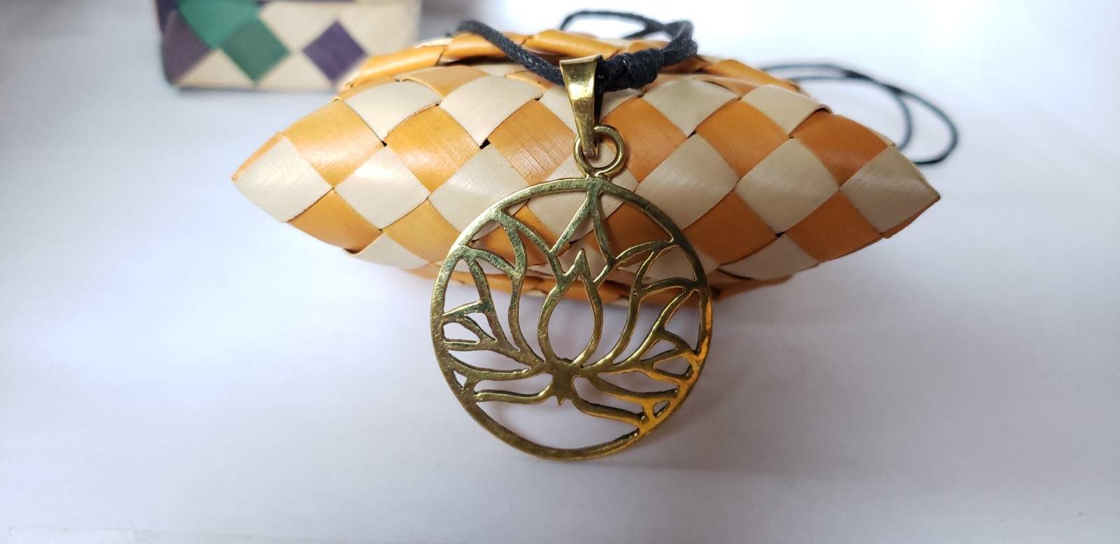 Handcrafted Southeast Asia Cambodia Lotus flower pendant and Earrings jewelry.