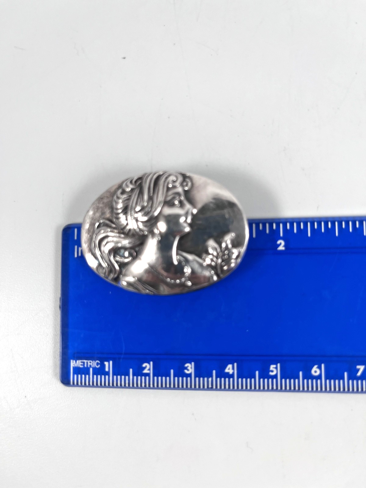 VINTAGE SIGNED LIV ART NOUVEAU STERLING SILVER LADY PENDANT PIN BROOCH IN ONE