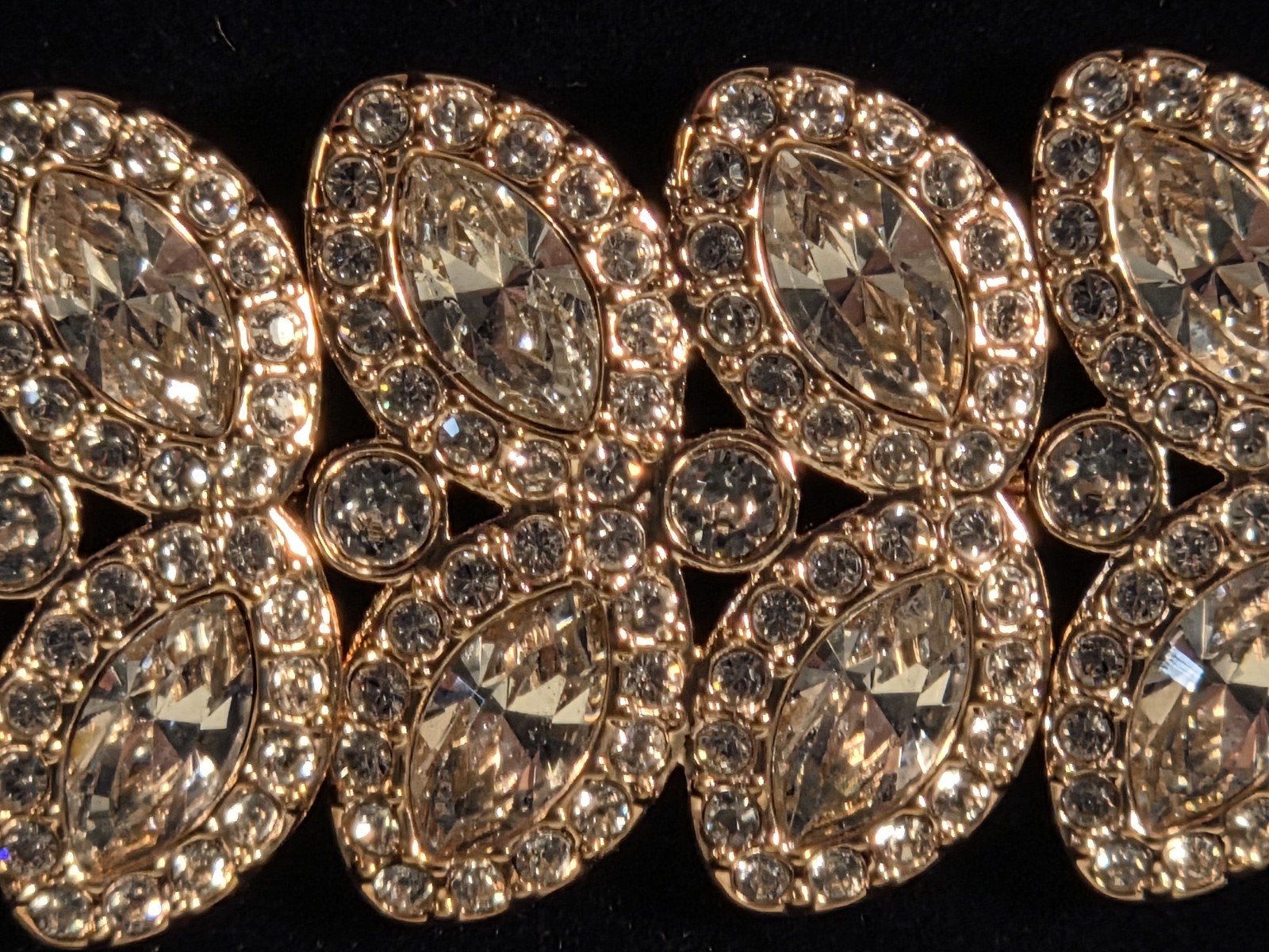 Swarovski BARON Bracelet Rose Gold Tone Crystal Mesh Bridal Leaf Motif 5074352