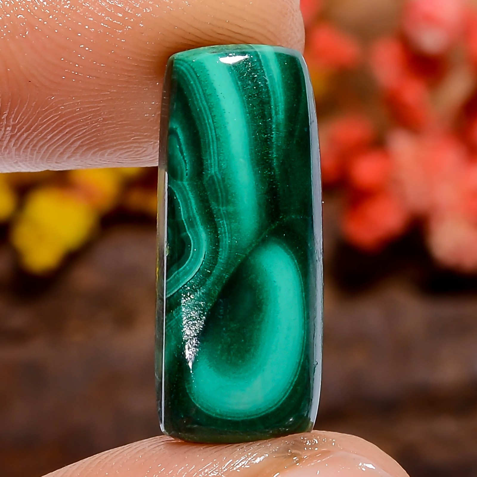 Malachite Radiant Green 17Ct Loose Gemstone 21X8X4mm Handmade Africa Natural