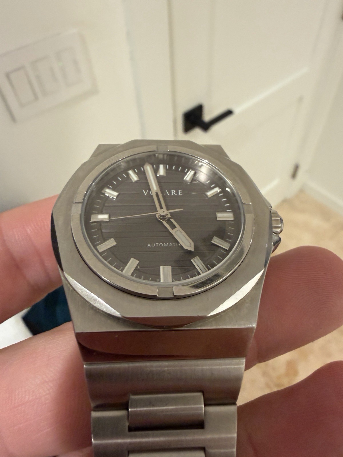 Volare Men’s Automatic Watch Silver Dial with Silver Bracelet 43mm Running