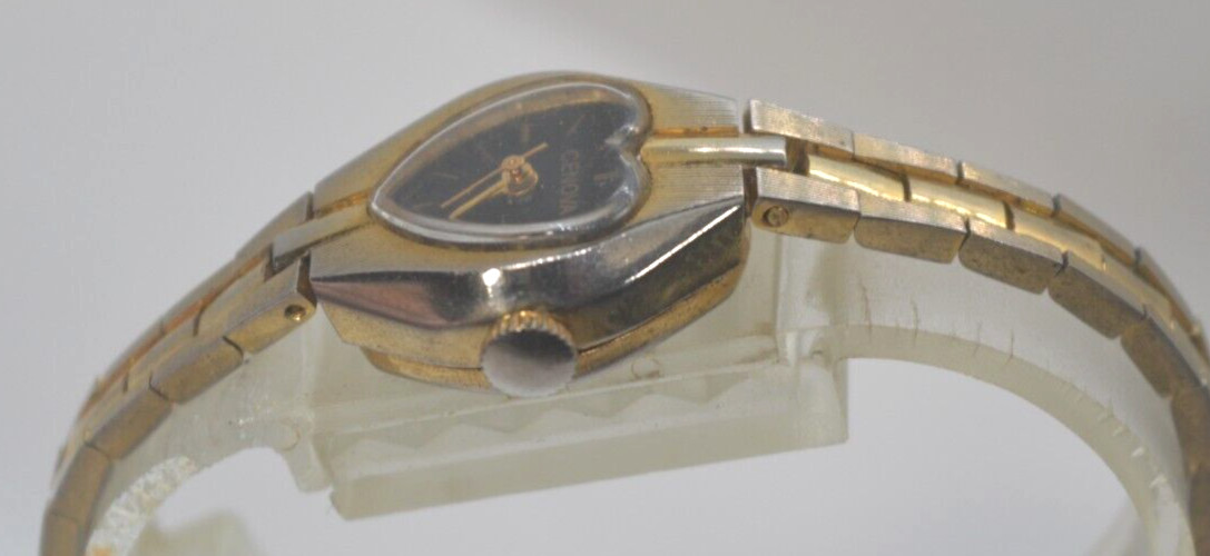 Genova Windup Heart watch, runs good with safety chain 6.75” Wrist ”GUARANTEED