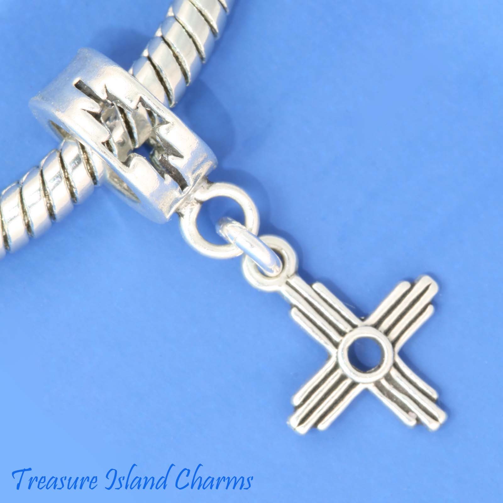 Zia Sun Native American Symbol 925 Sterling Silver European Dangle Bead Charm