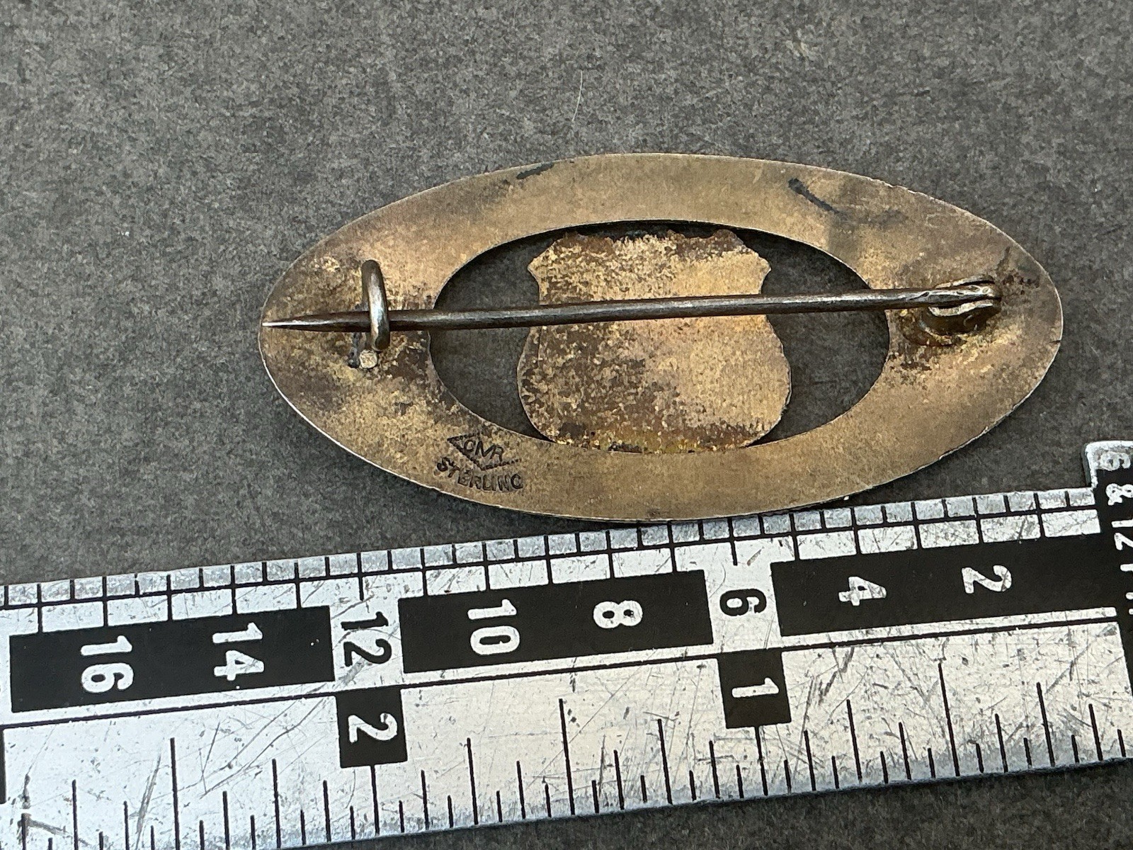 antique sterling silver pin brooch Michigan Coat Of Arms Sterling