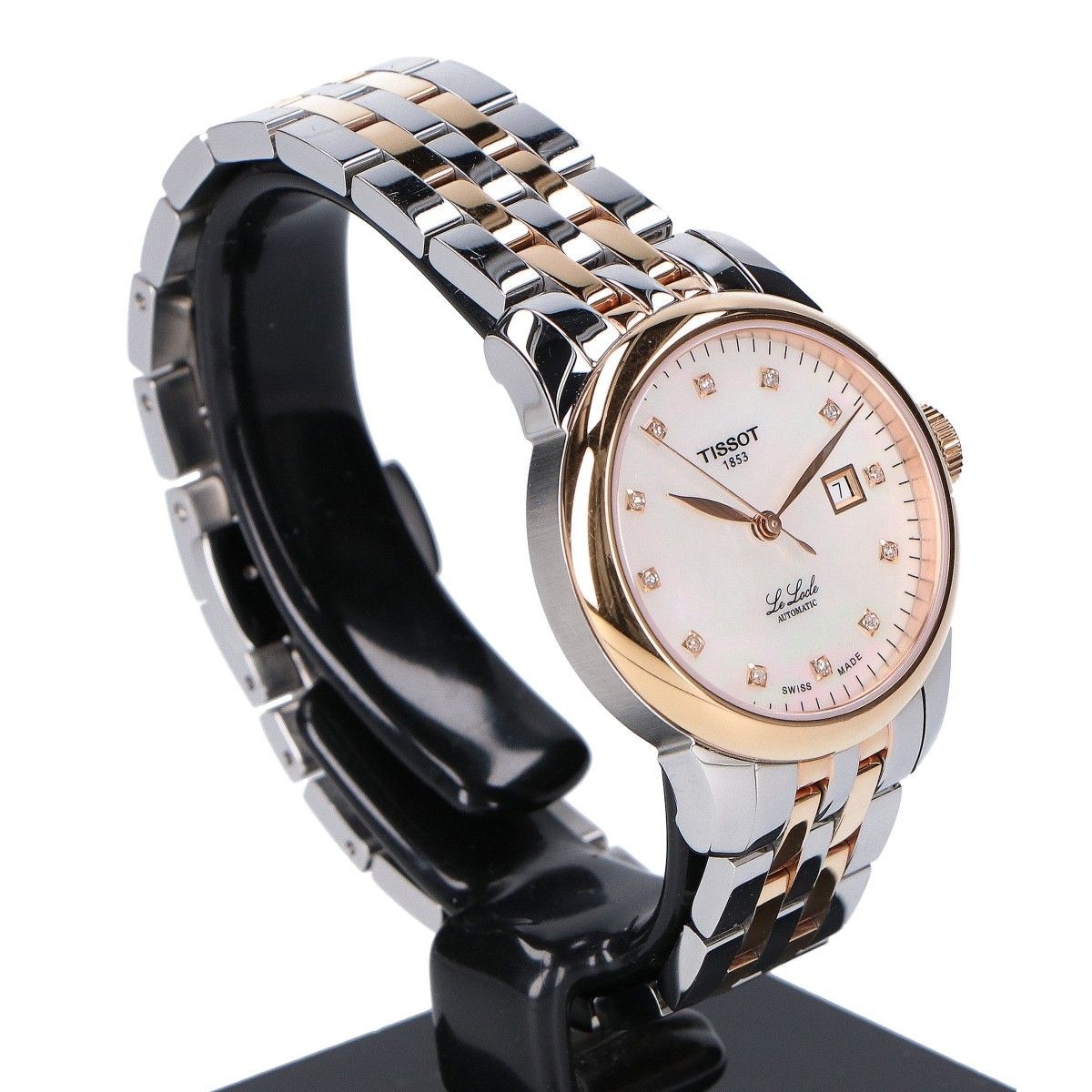 TISSOT Le Locle 29mm Automatic Watch White MOP Dial See-through Back Used